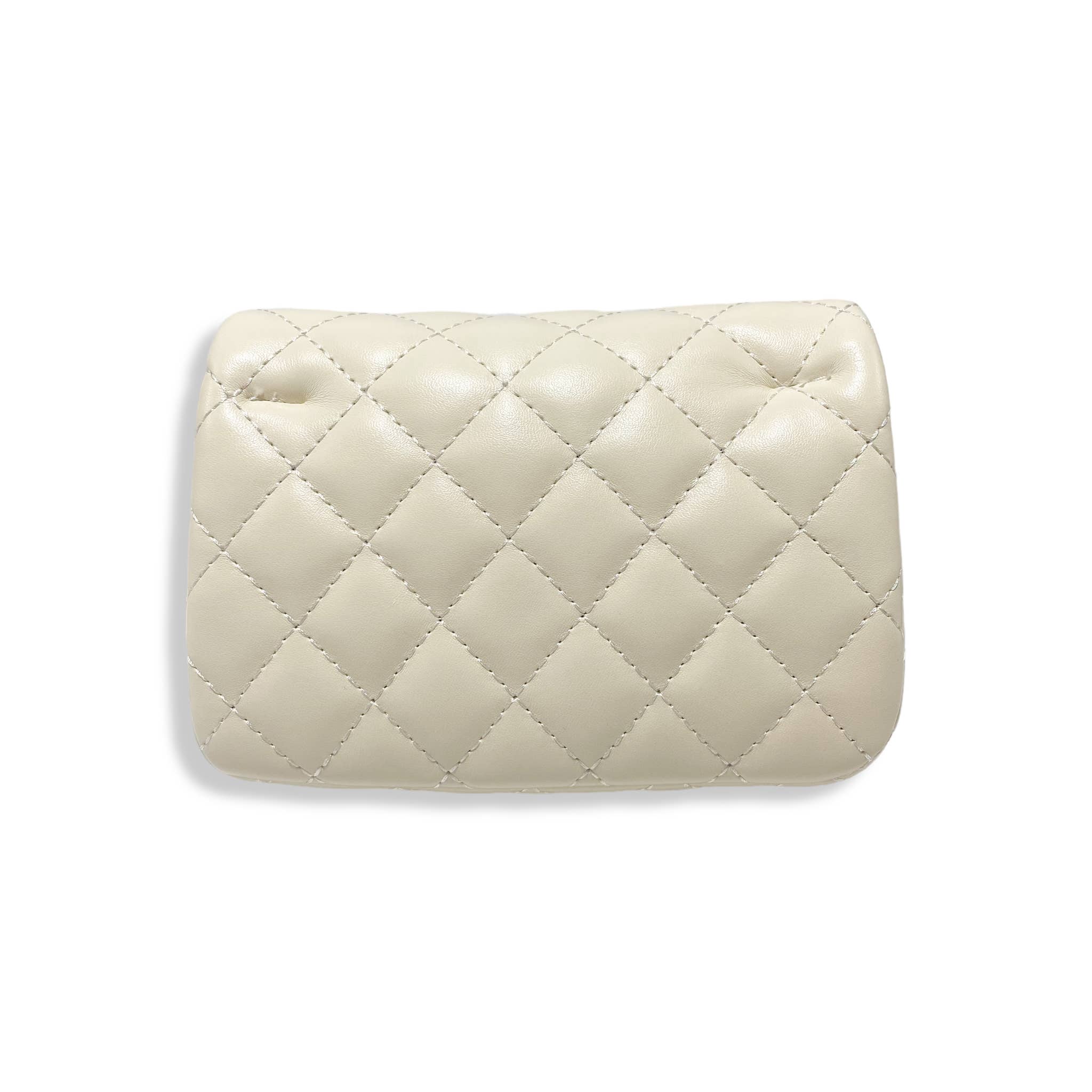 Pearl Closure Quilted Purse Pink B1336