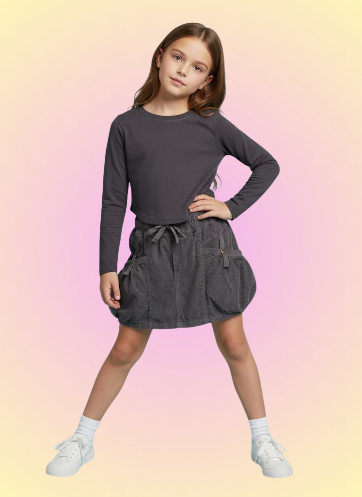 Rayon Rib Curves Hem L/S Dark Shawdow