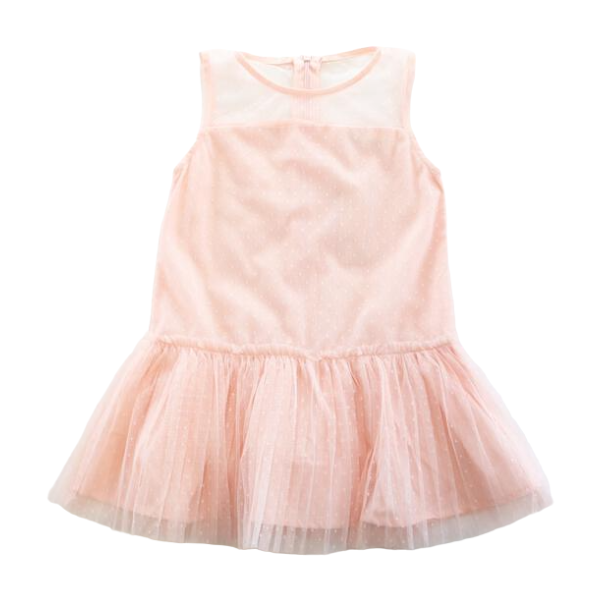 Pink dress with a tutu skirt on a white background