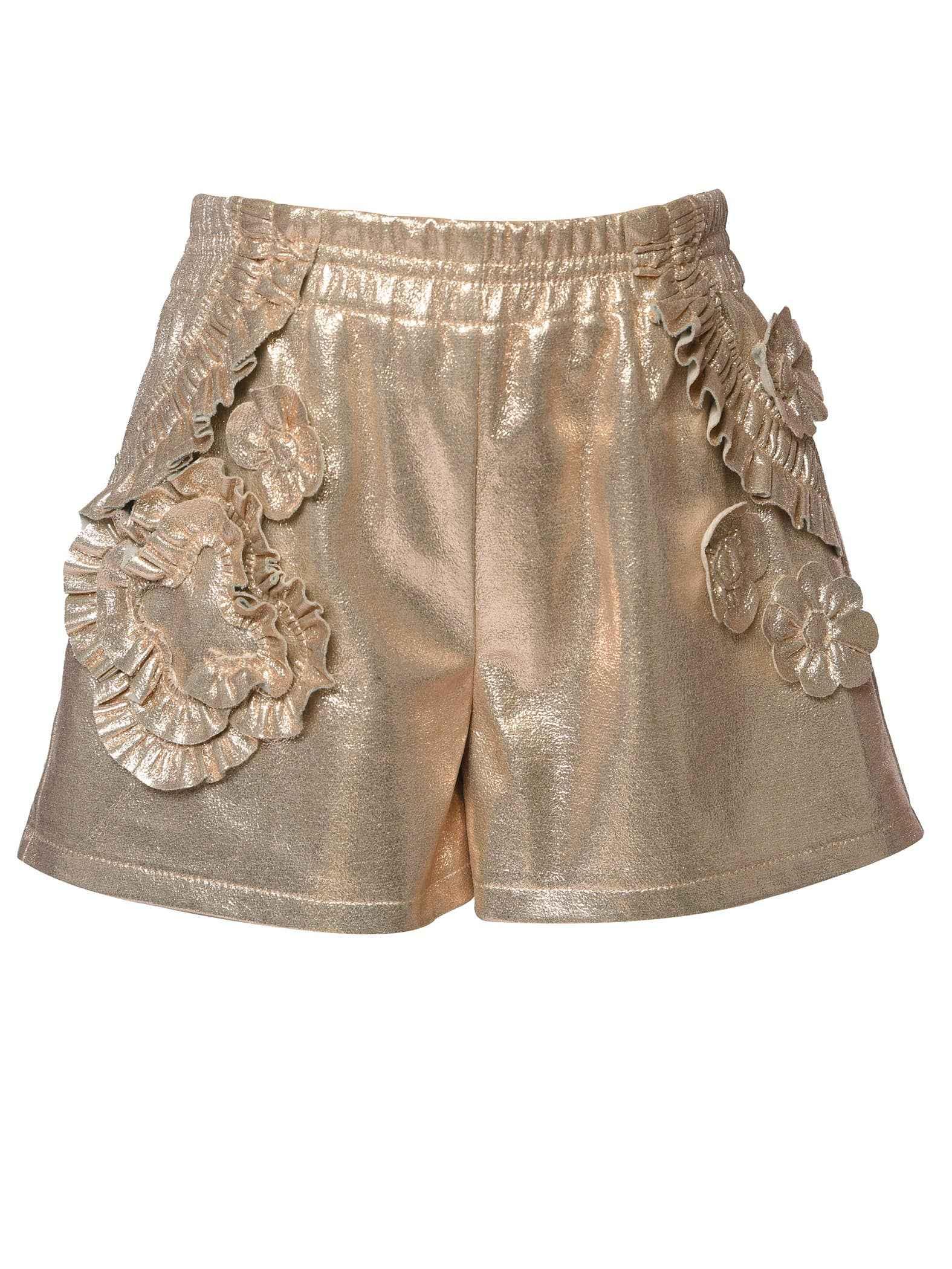 Hannah Banana Metallic Vegan Leather Shorts - Gold - SoSo Dressed