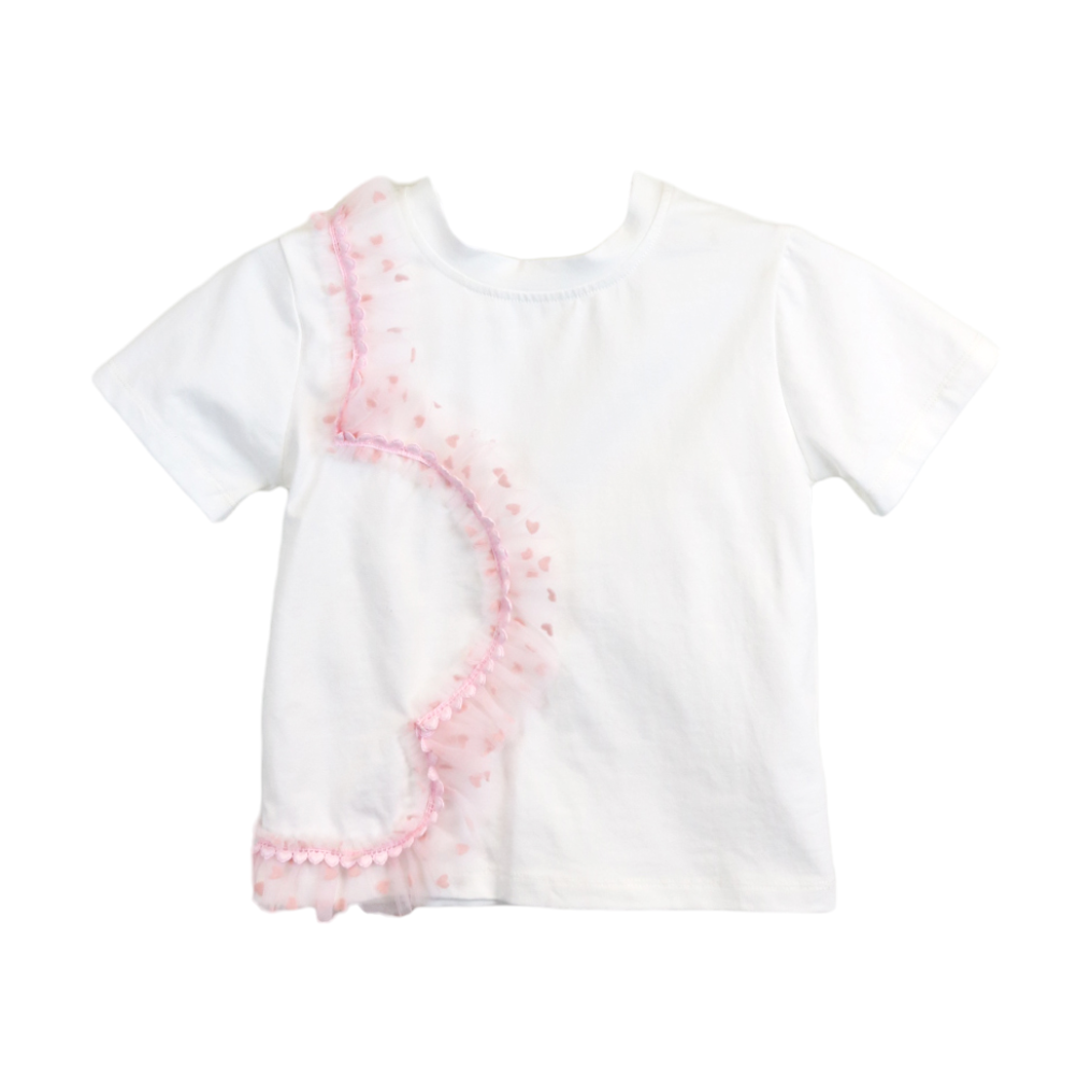 Doe A Dear Velvet Heart Mesh Tee S1515109-T - SoSo Dressed