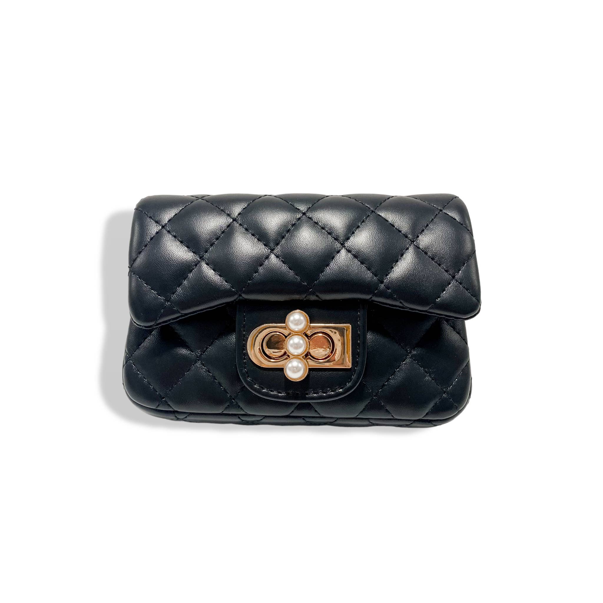 Pearl Closure Quilted Purse Pink B1336