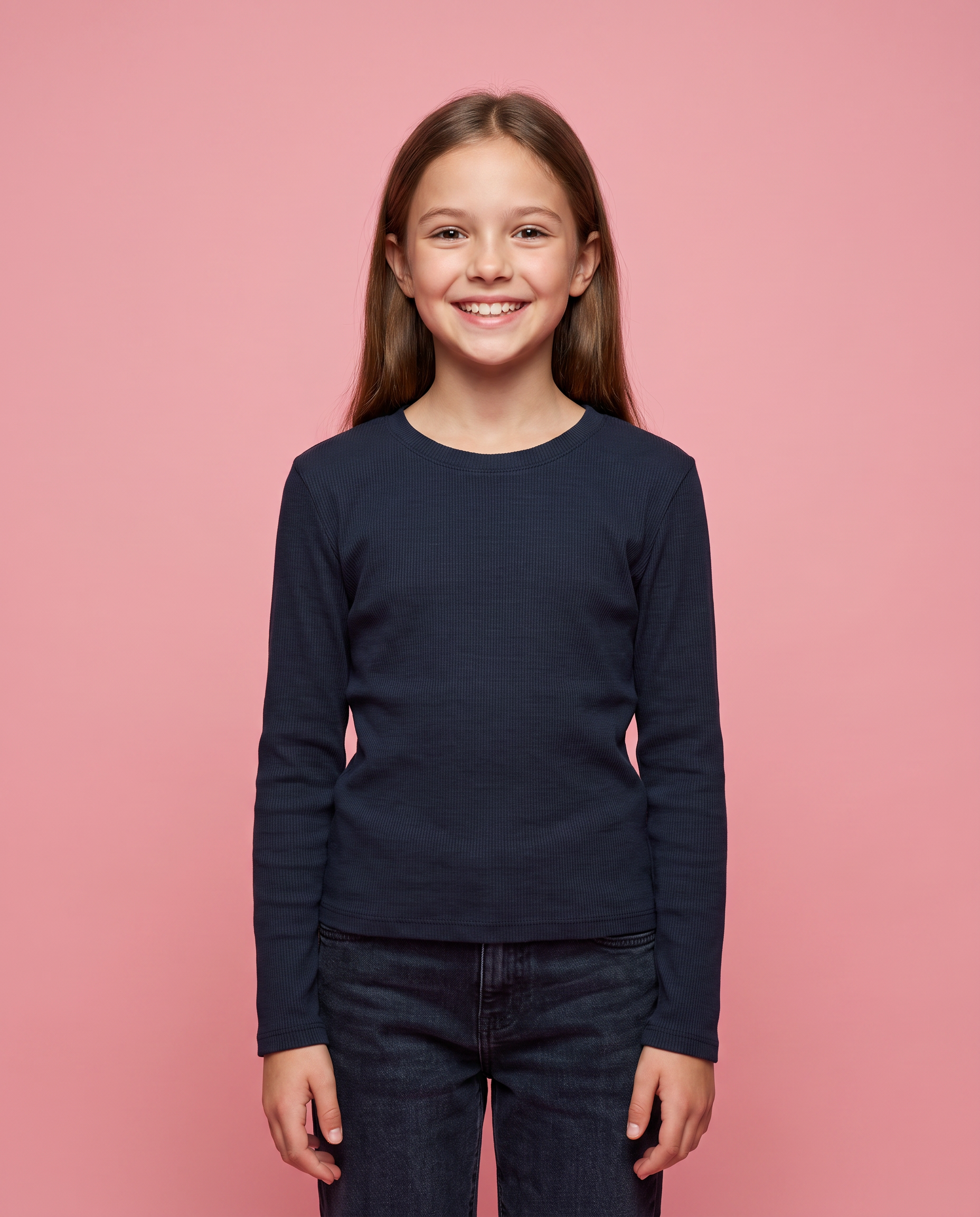 Girls Black Thermal Long Sleeve Tee
