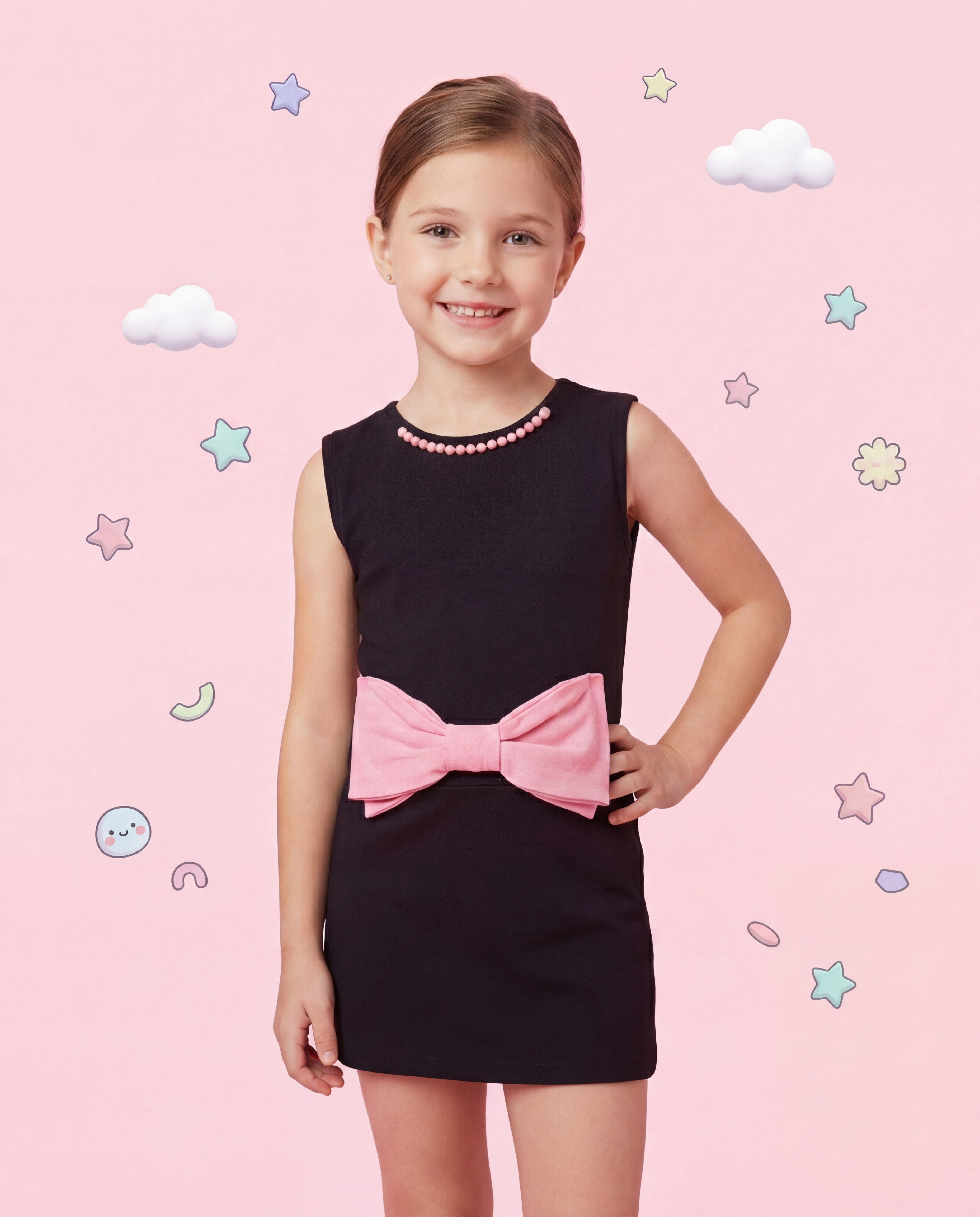Black Pink Bow Tank Dress - SoSo Dressed