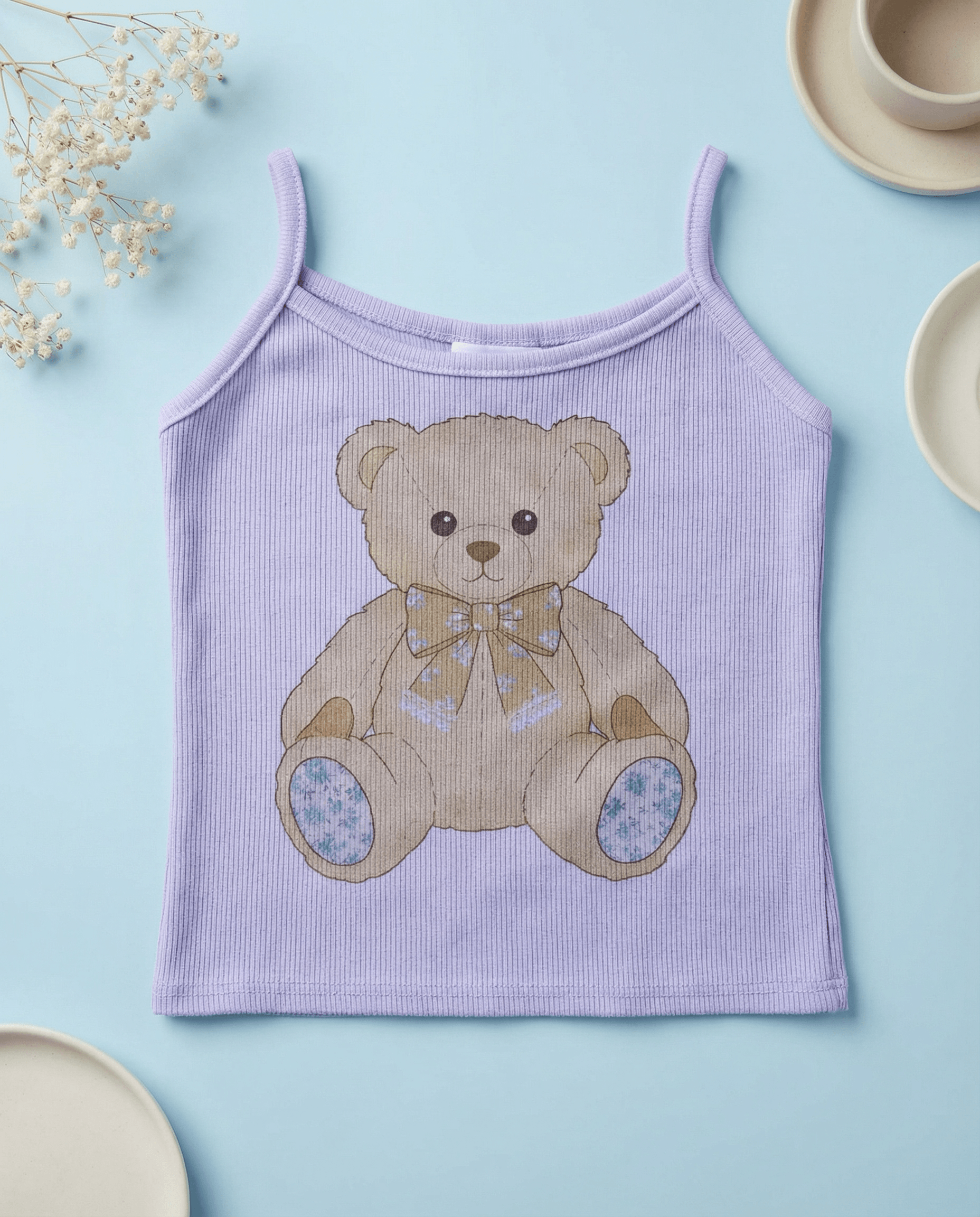 Floral Teddy Bear Tank Lavender - SoSo Dressed