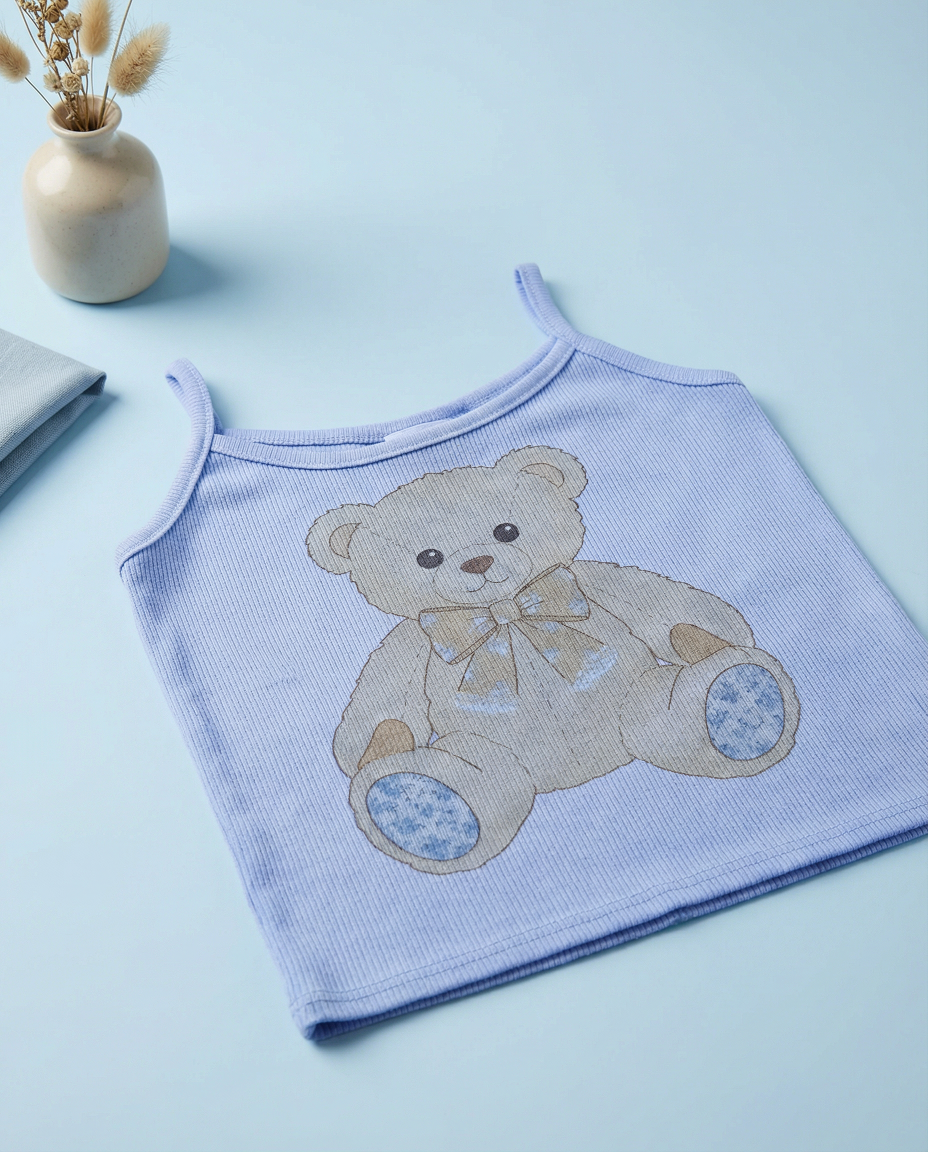 Floral Teddy Bear Tank Lavender