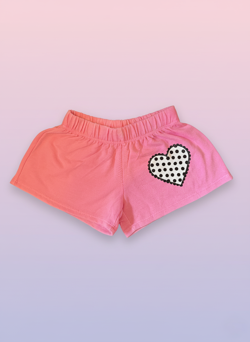 Heart Polka Dot Shorts Neon Pink - SoSo Dressed