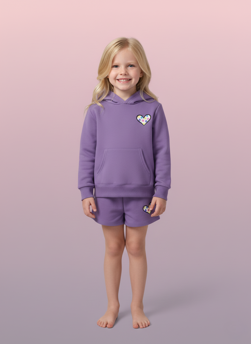 Hearts Toss Multi Hooded Long Sleeve Violet - SoSo Dressed