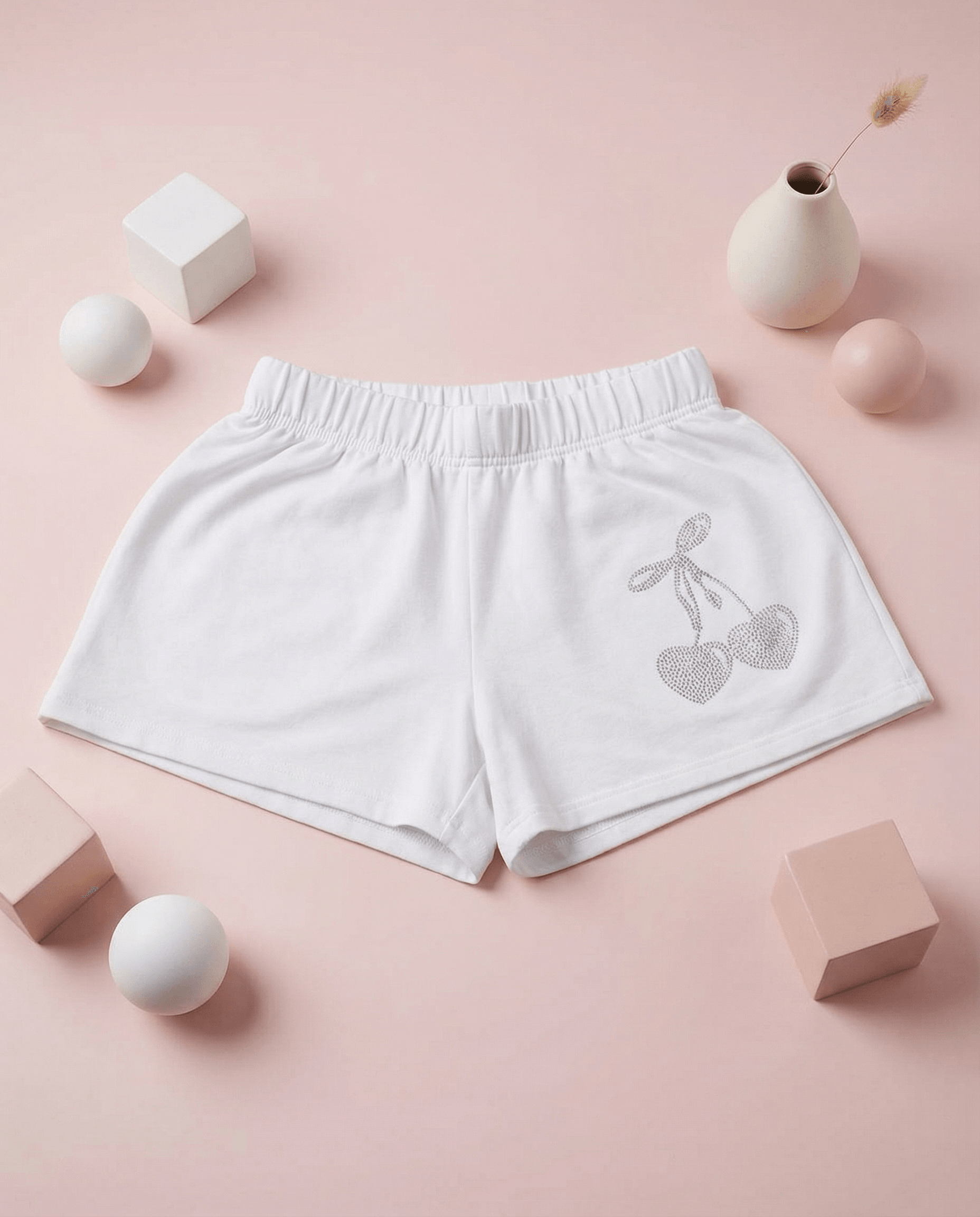 Cherry Toss Shorts White - SoSo Dressed