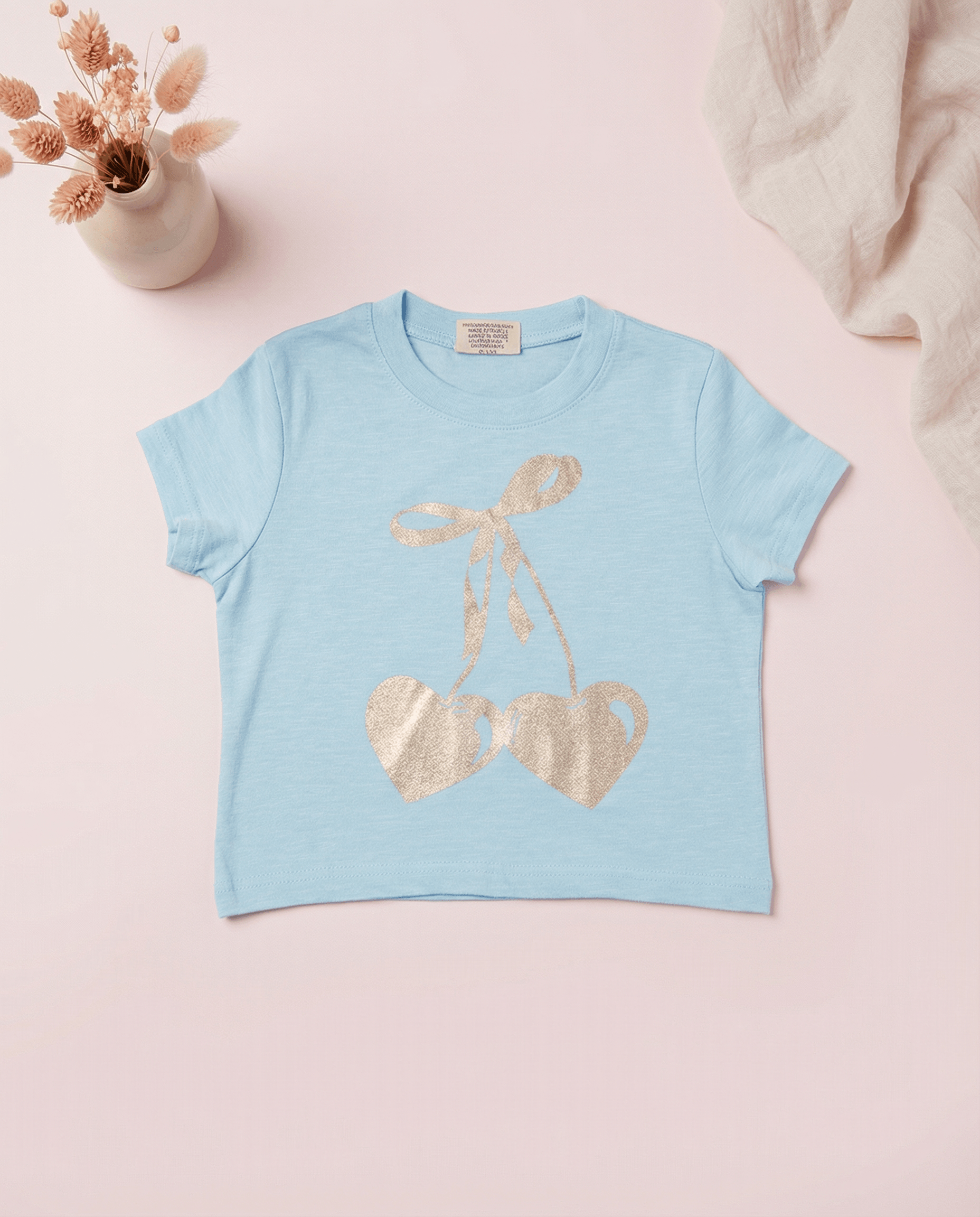 Cherry Toss Short Tee Bright Aqua - SoSo Dressed