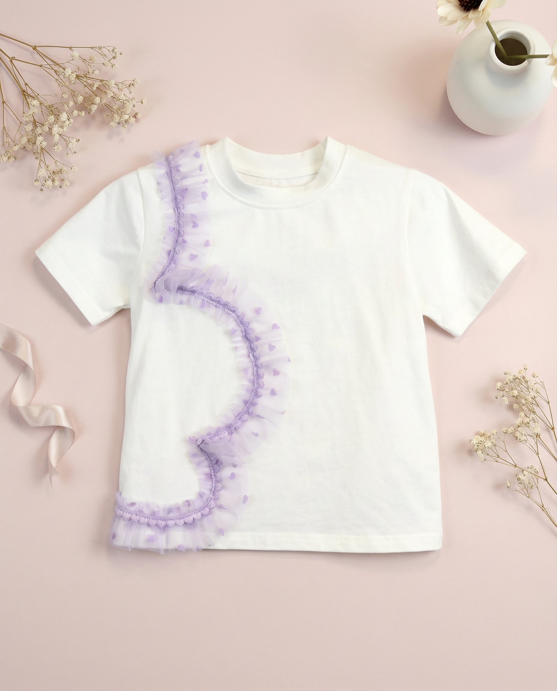 Doe A Dear Velvet Heart Mesh Tee S1515109-T - SoSo Dressed