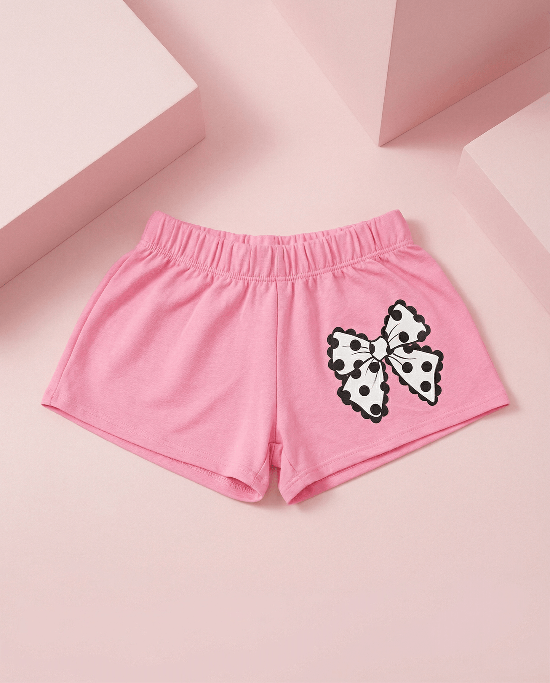 Bow Polka Dot Shorts Neon Pink - SoSo Dressed