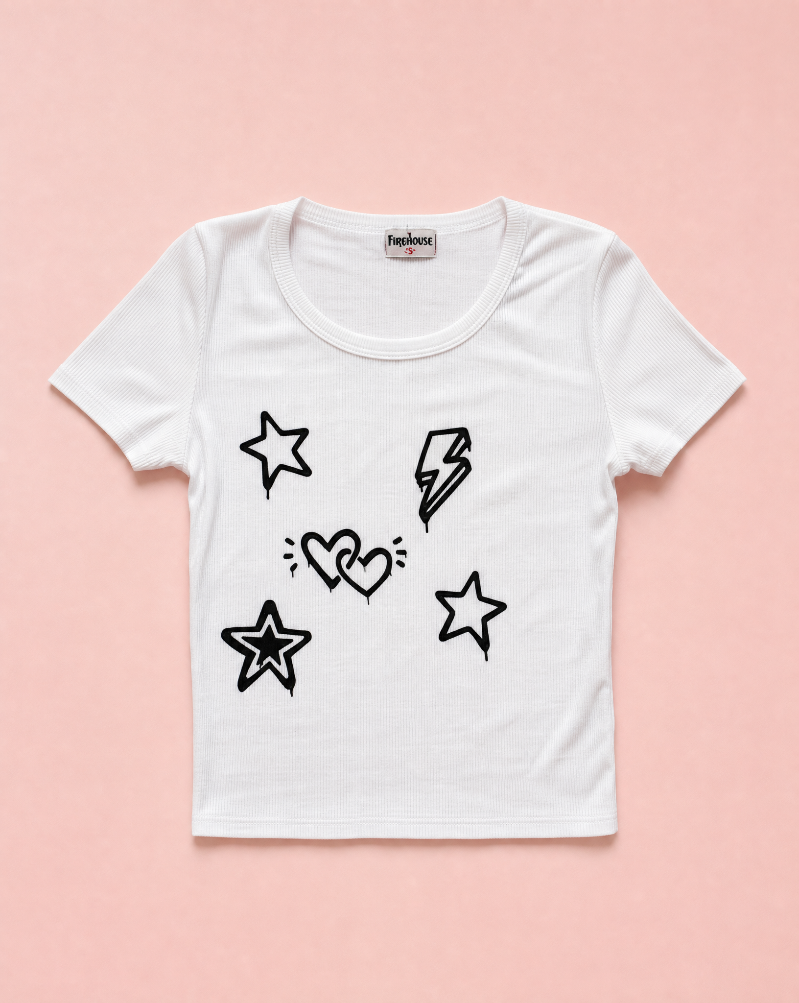 Girls White Graffiti Toss Short Sleeve Tee