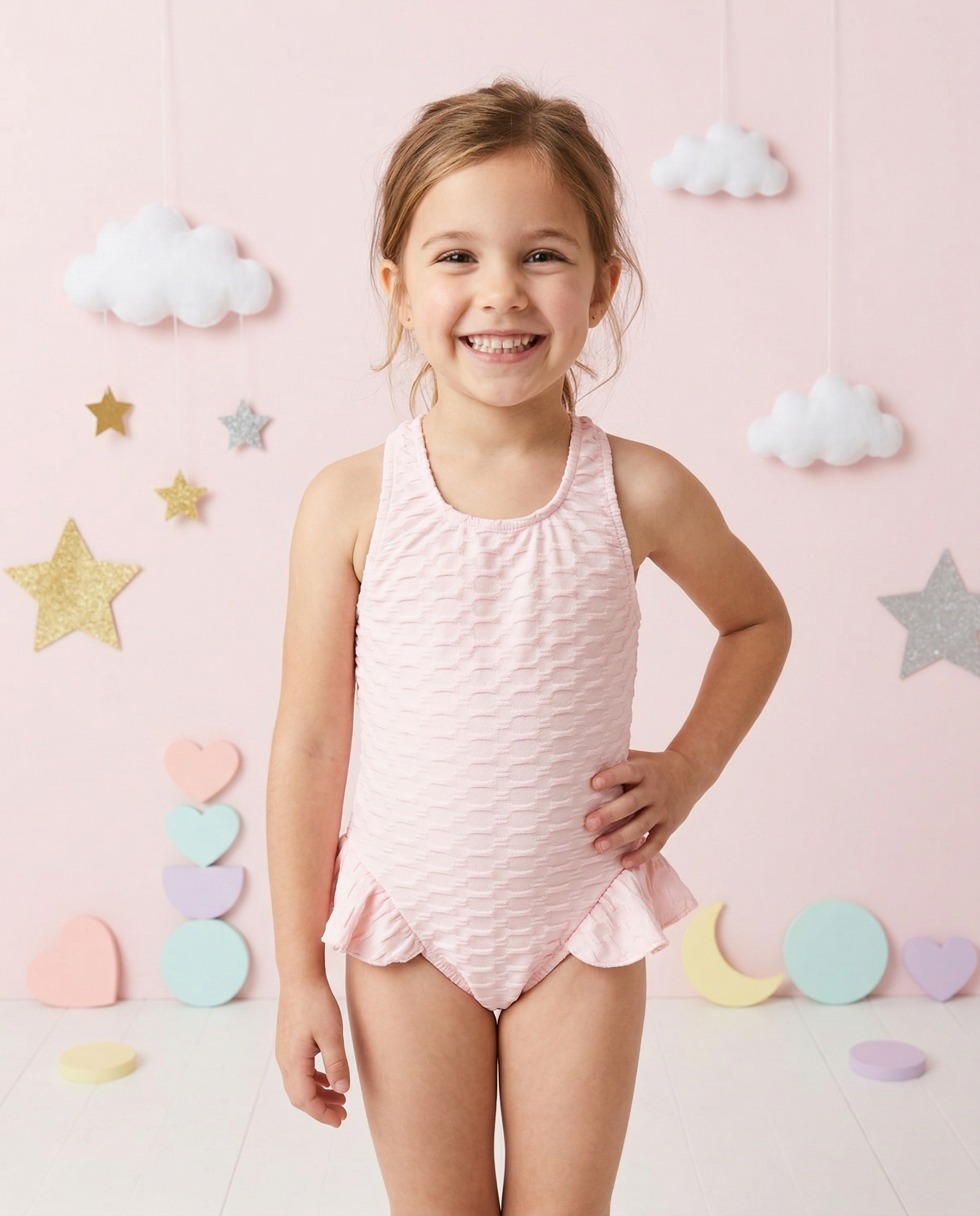 Petal Pink Ruffle Onepiece Swimsuit - SoSo Dressed