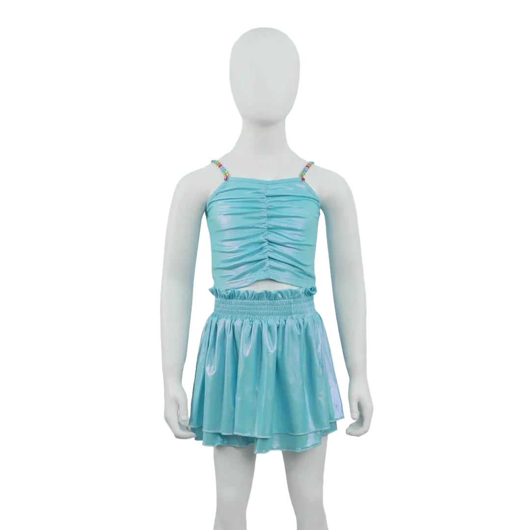 Ellie and Mila Blue Metallic Skort Set