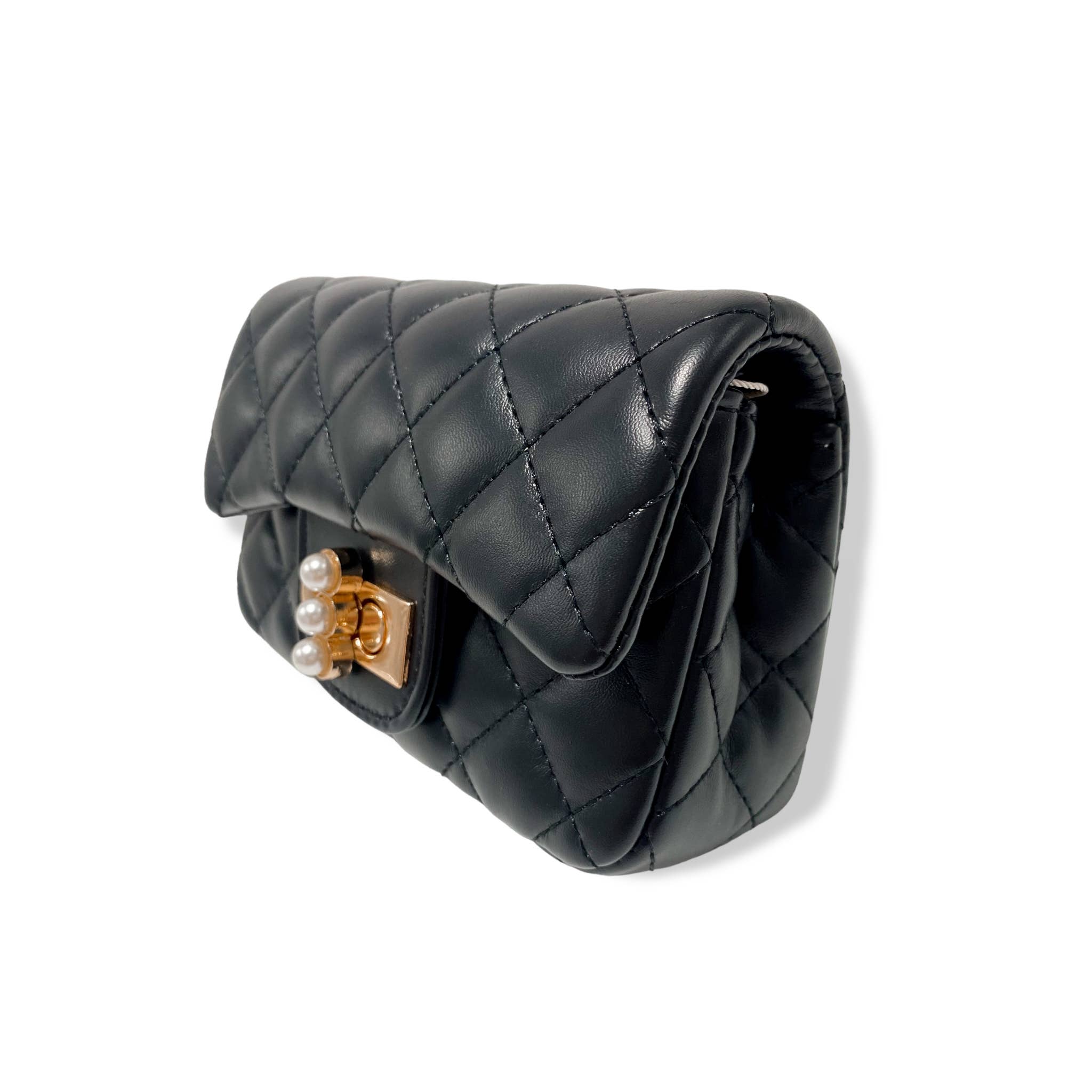Pearl Closure Quilted Purse Pink B1336