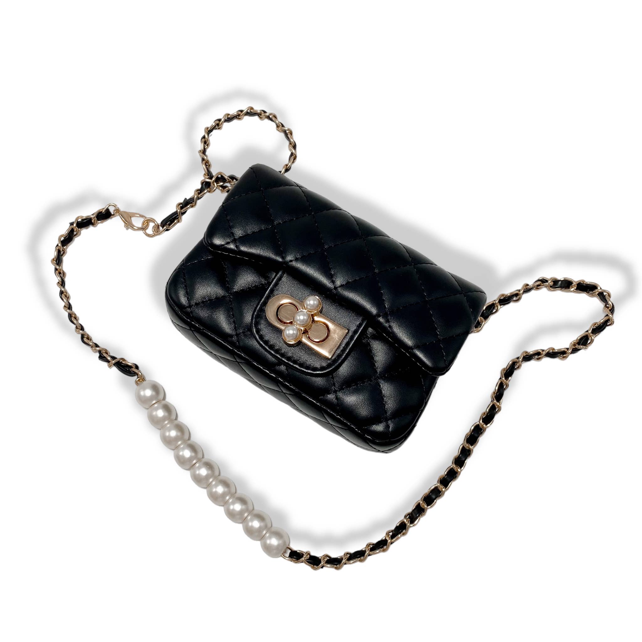 Pearl Closure Quilted Purse Pink B1336