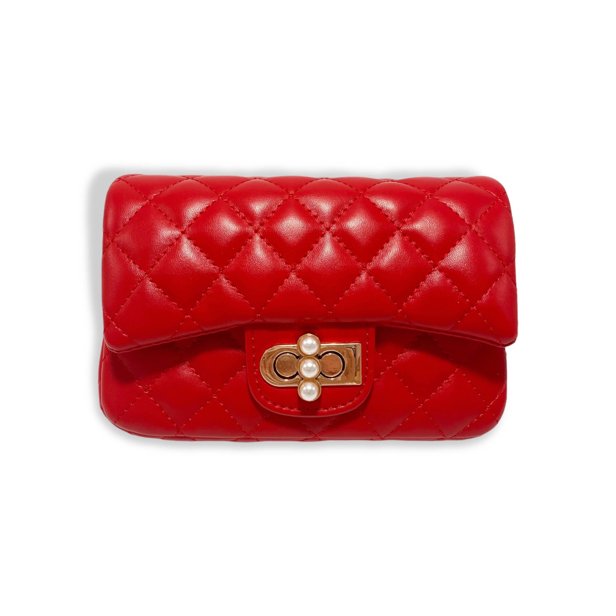 Pearl Closure Quilted Purse Pink B1336