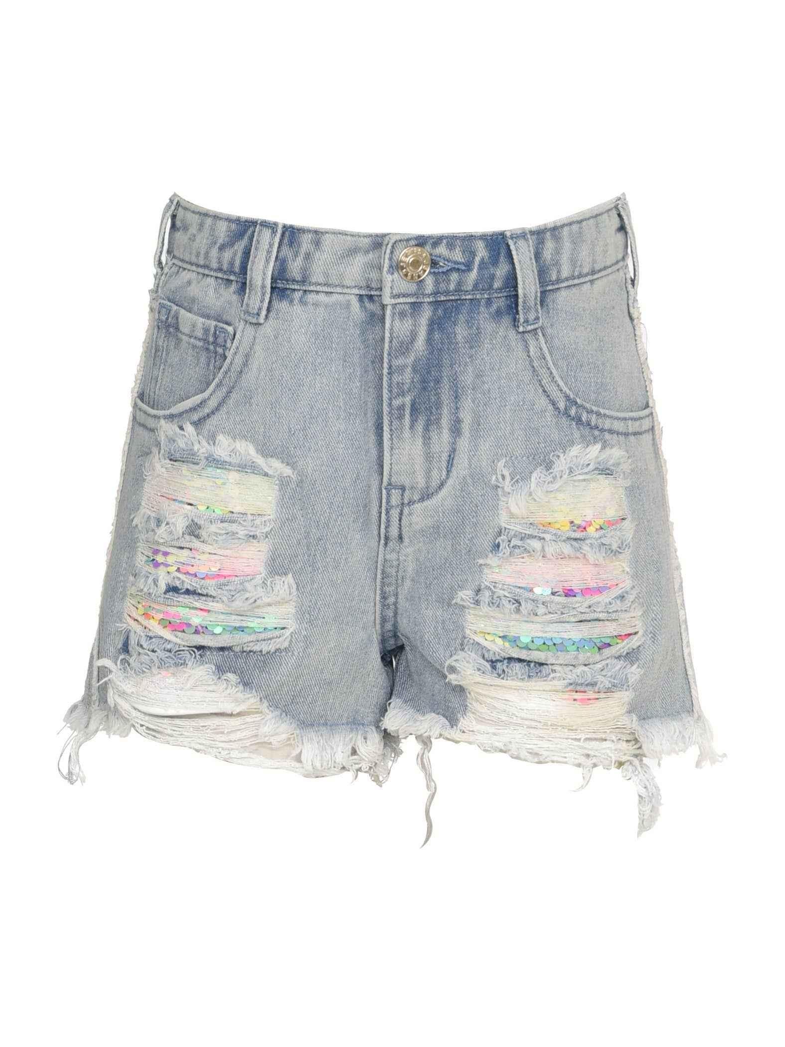 HB Denim Shorts w/Sequin - SoSo Dressed