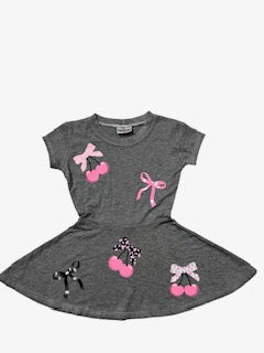 Firehouse Bows and Cherries Dress Tee Grey