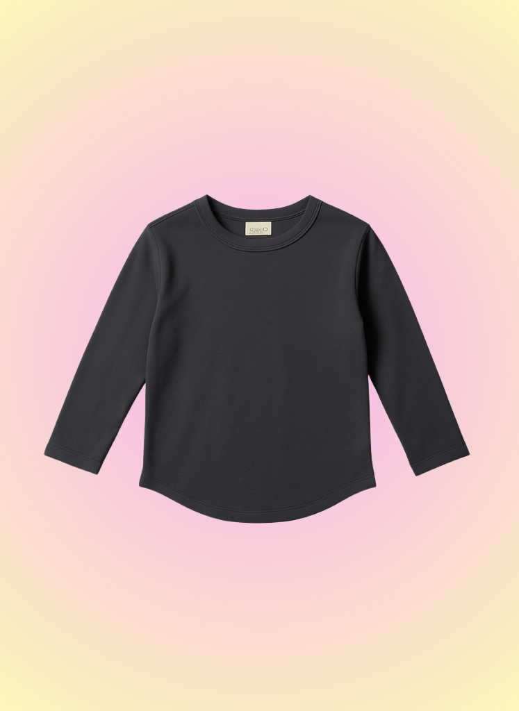 Rayon Rib Curves Hem L/S Dark Shawdow