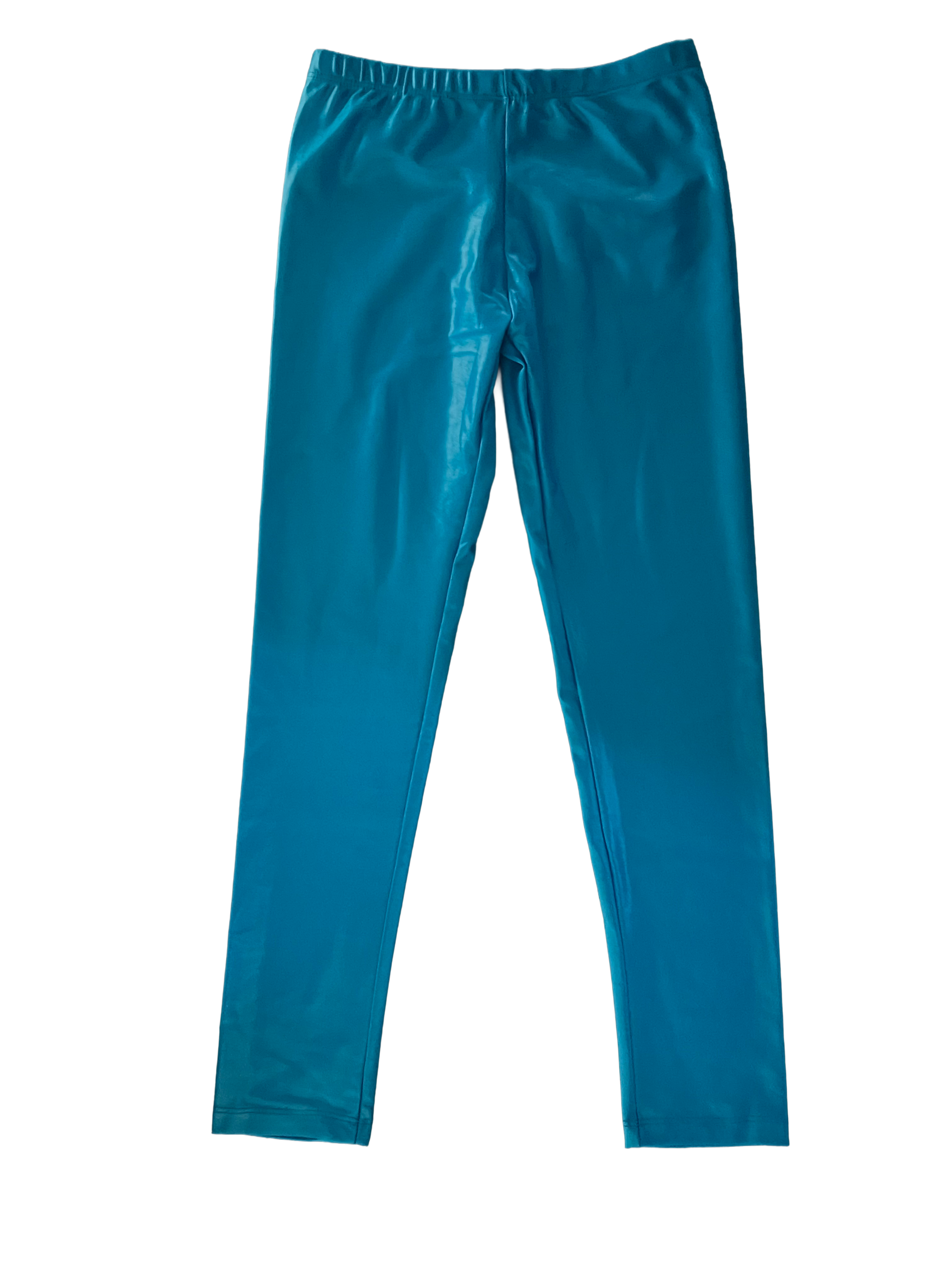 Teal pants on a white background