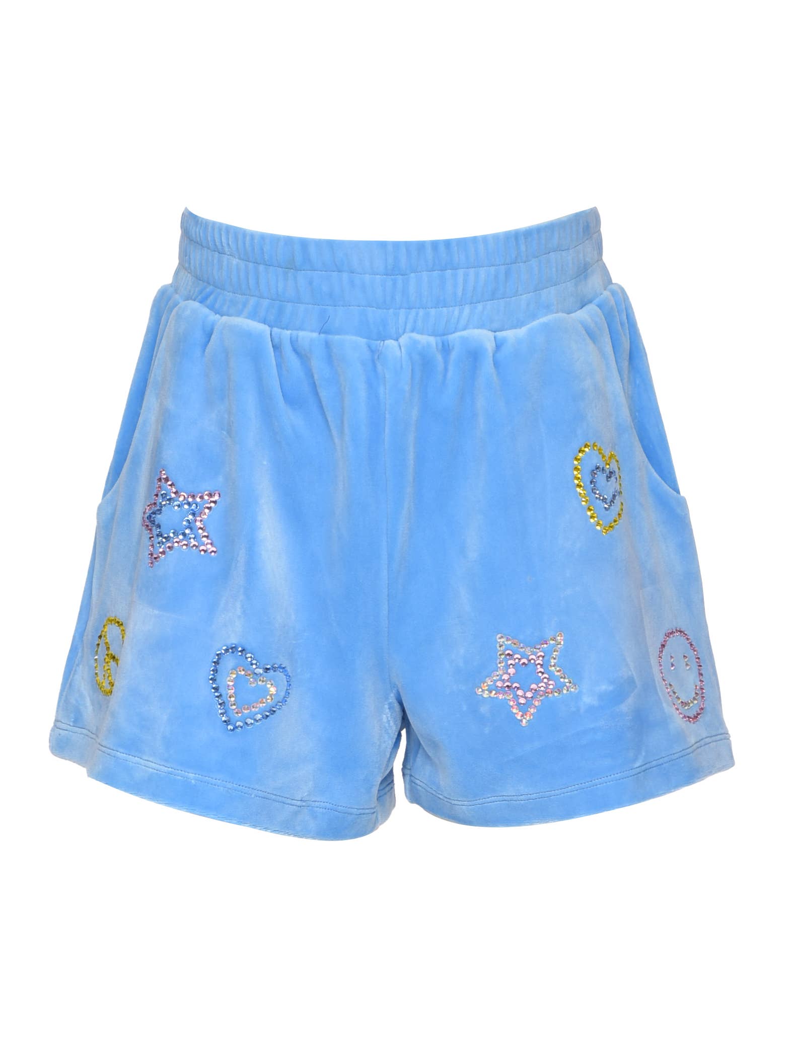 Hanna Banana Velour Rhinestone Emoji Shorts