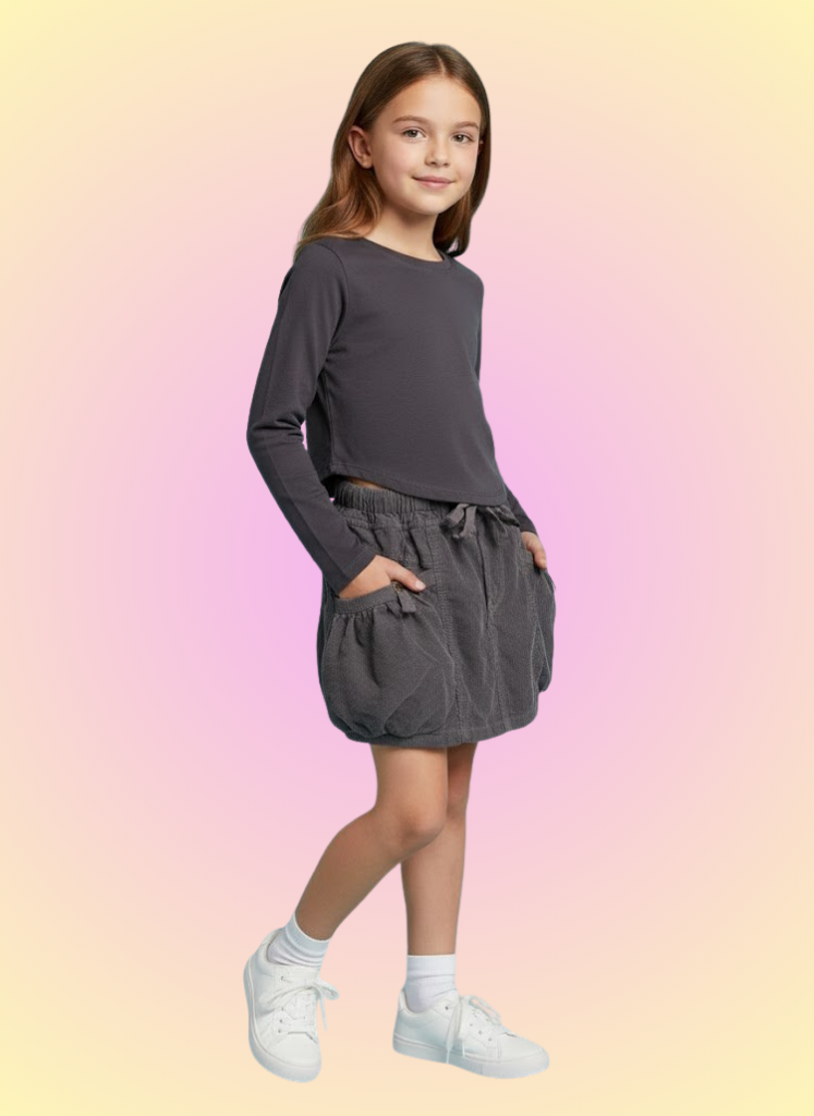 Rayon Rib Curves Hem L/S Dark Shawdow