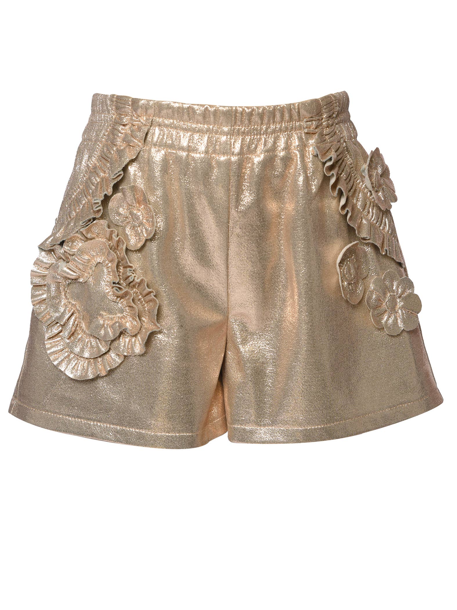 Hannah Banana Metallic Vegan Leather Shorts - Gold