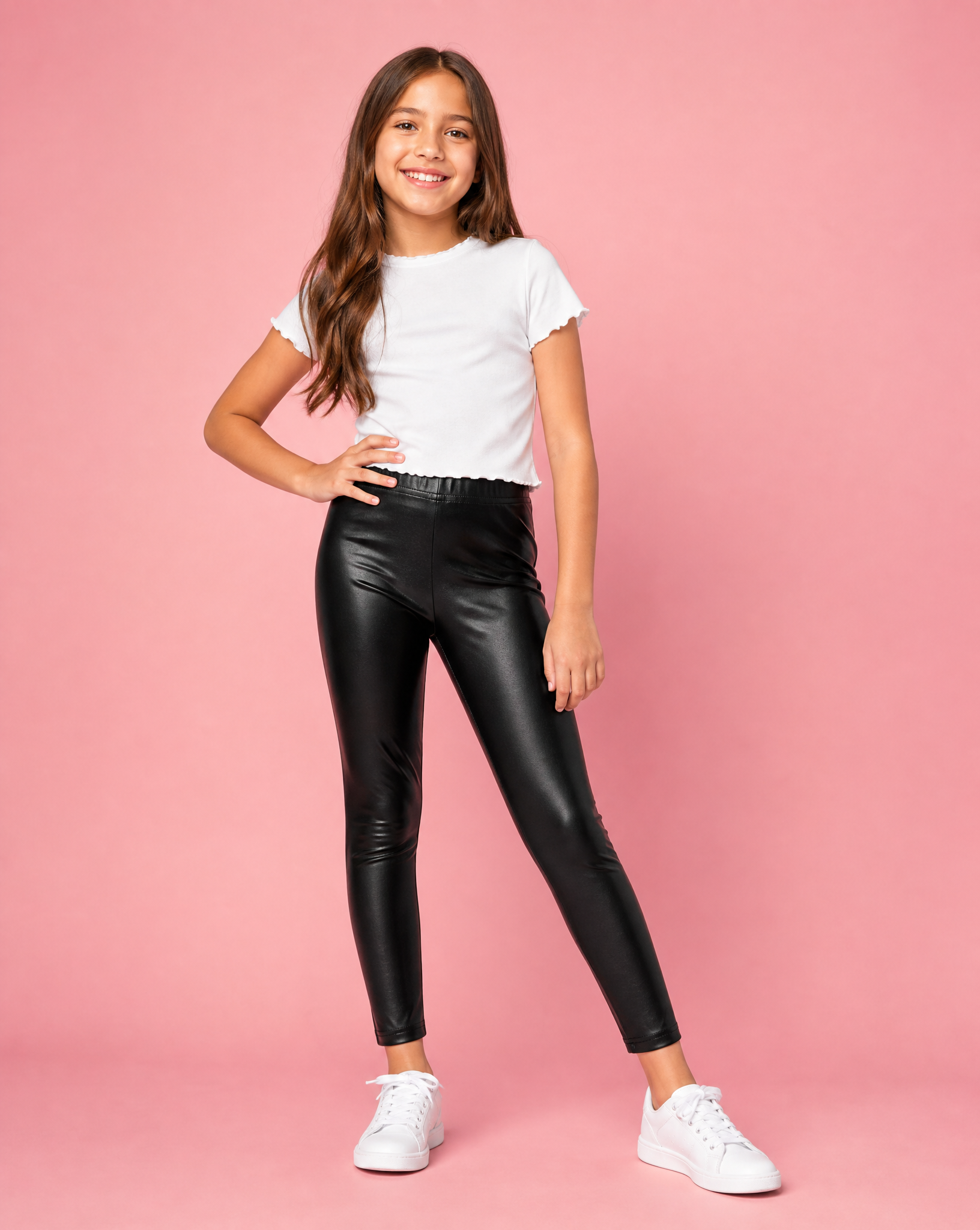 Girls Black Liquid Leggings