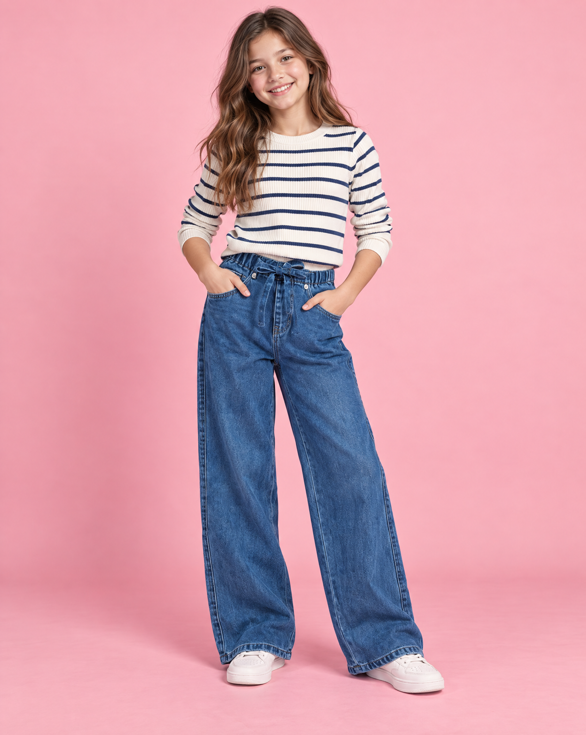 Girls Denim Drawstring Pants