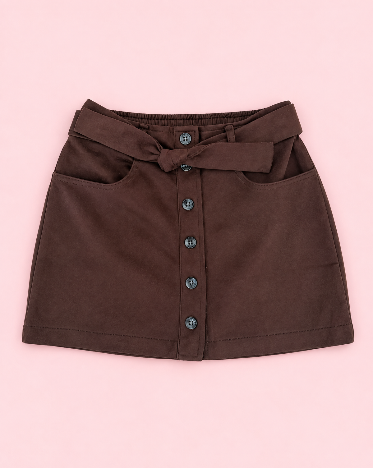 Girls Chocolate Suede Bow Skirt