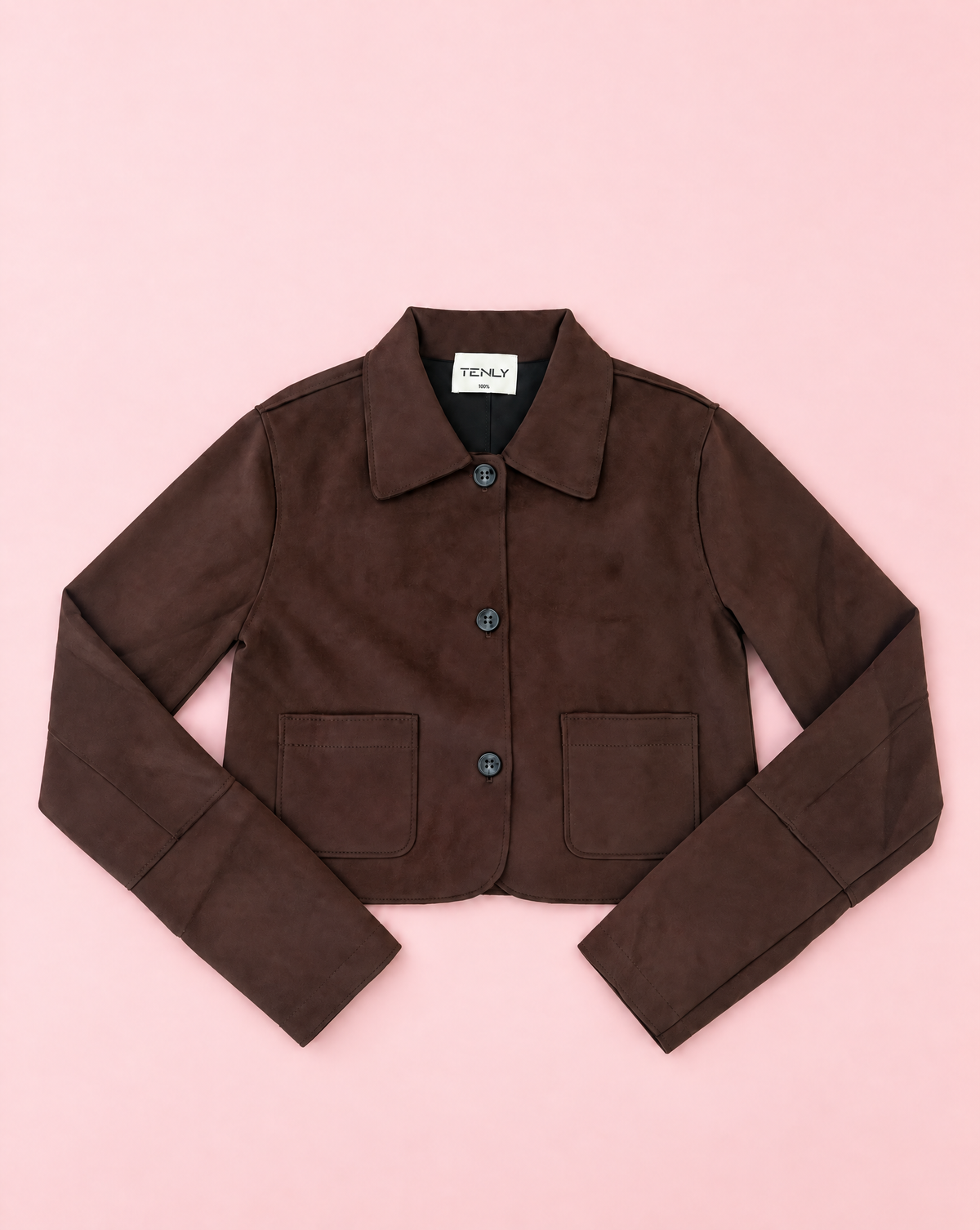 Girls Chocolate Suede Crop Jacket