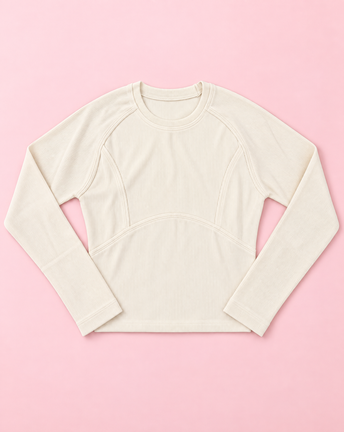 Girls Ecru Ribbed Raglan Top