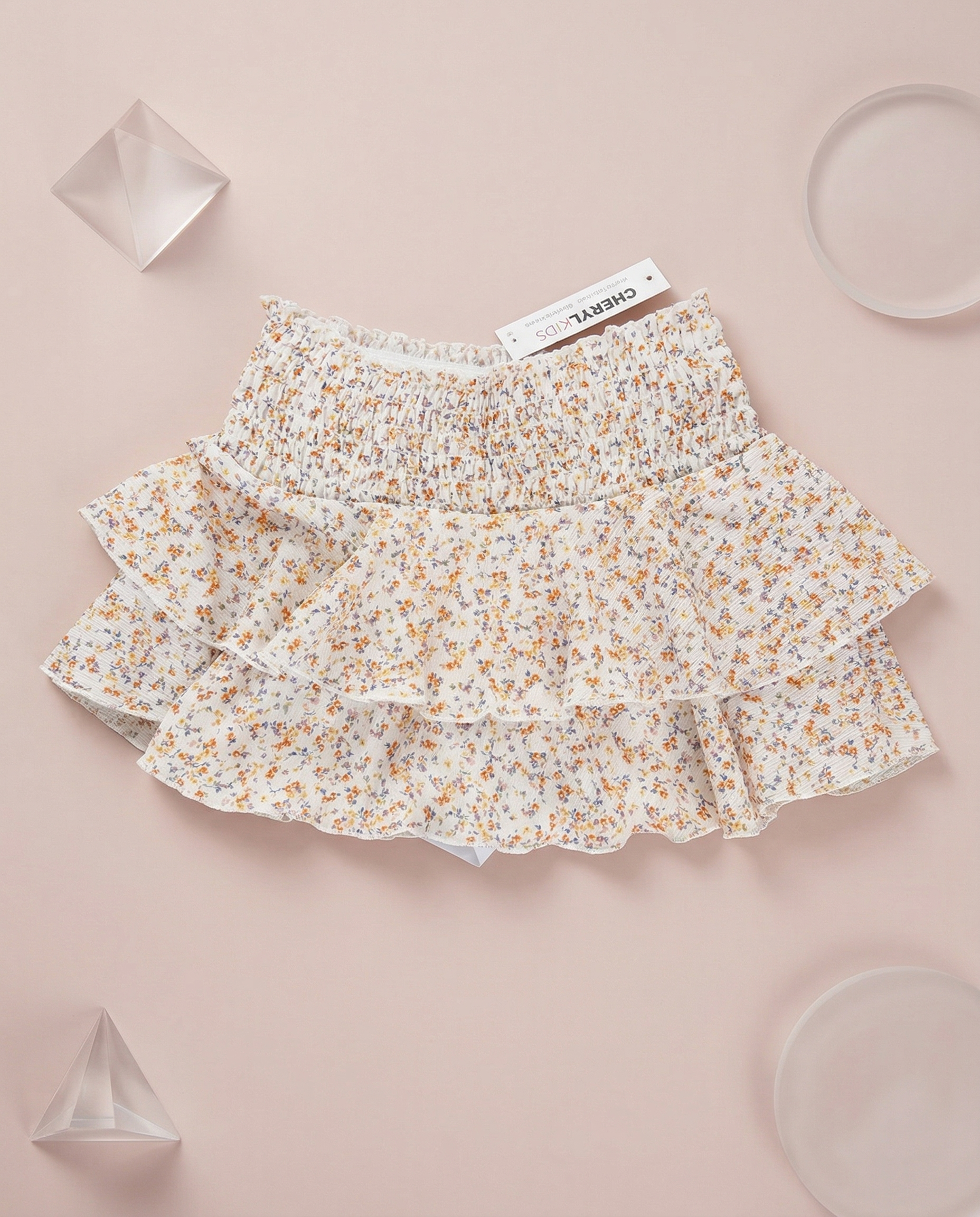 Floral Ruffle Smock Skirt - SoSo Dressed