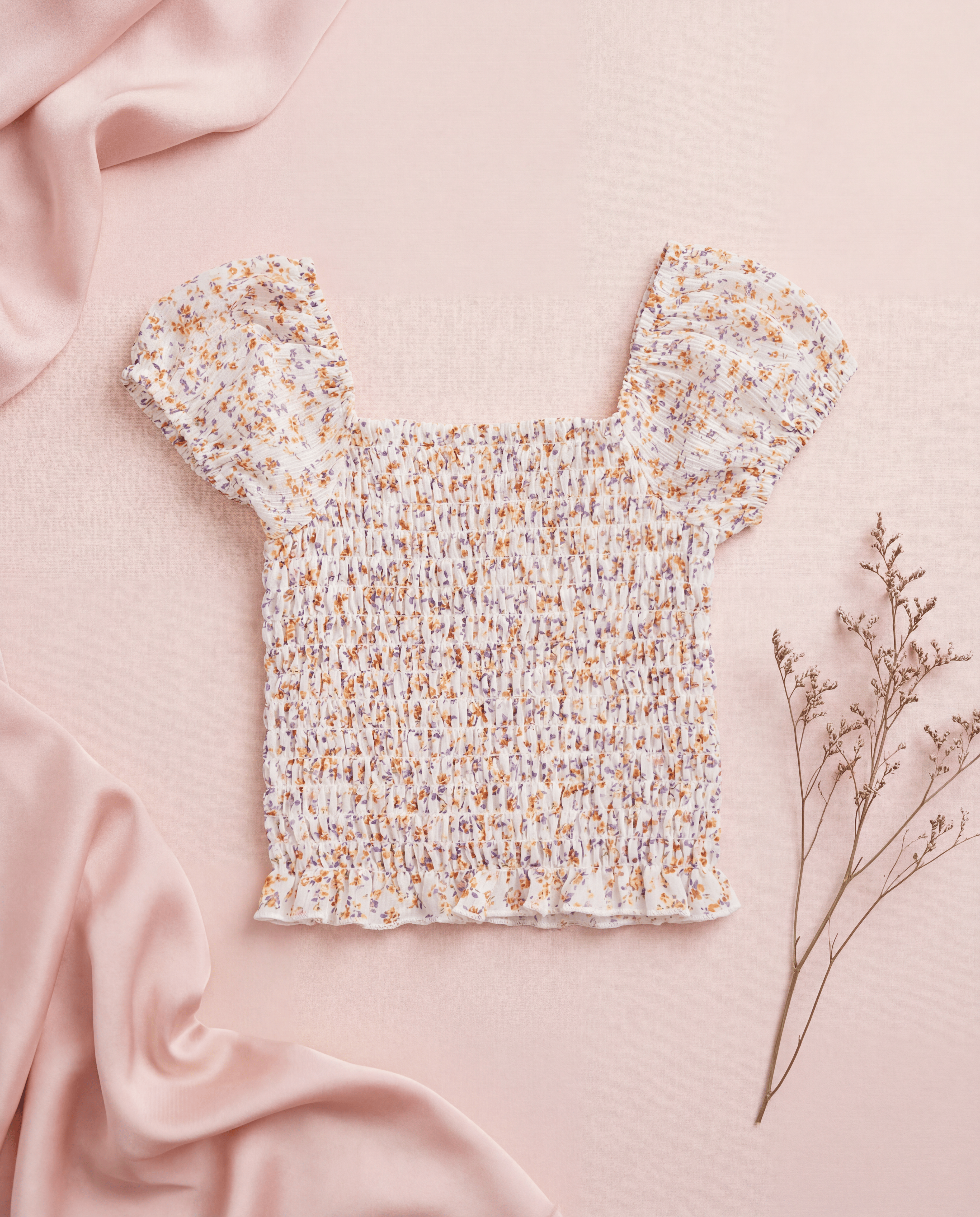 Floral Smock S/S Top