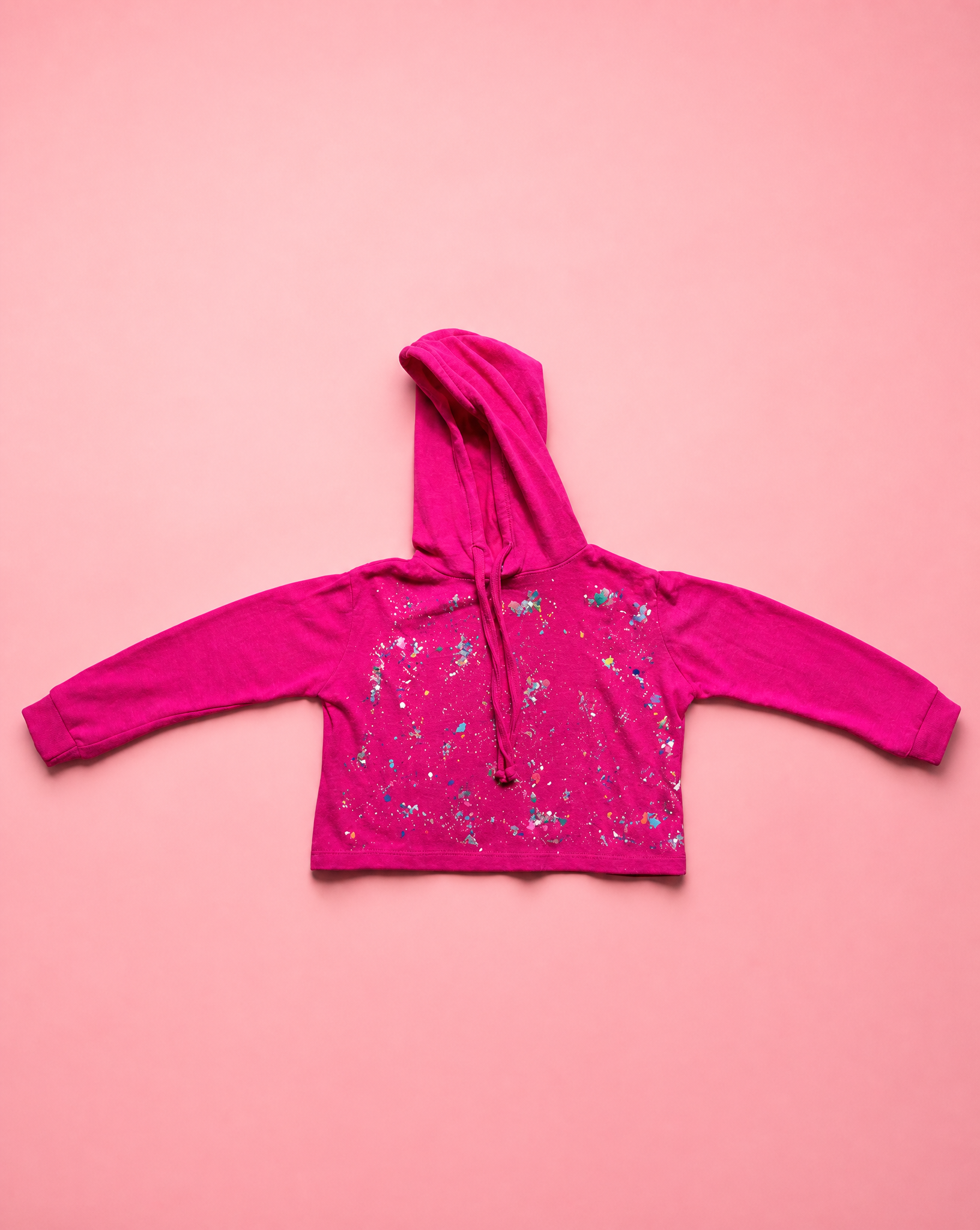 Girls Fuchsia Splatter Hoodie & Pant Set