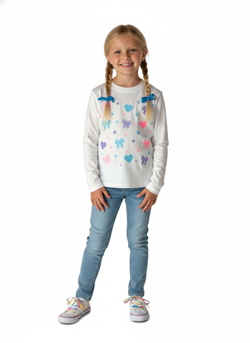 Firehouse Hearts + Bows White Tee