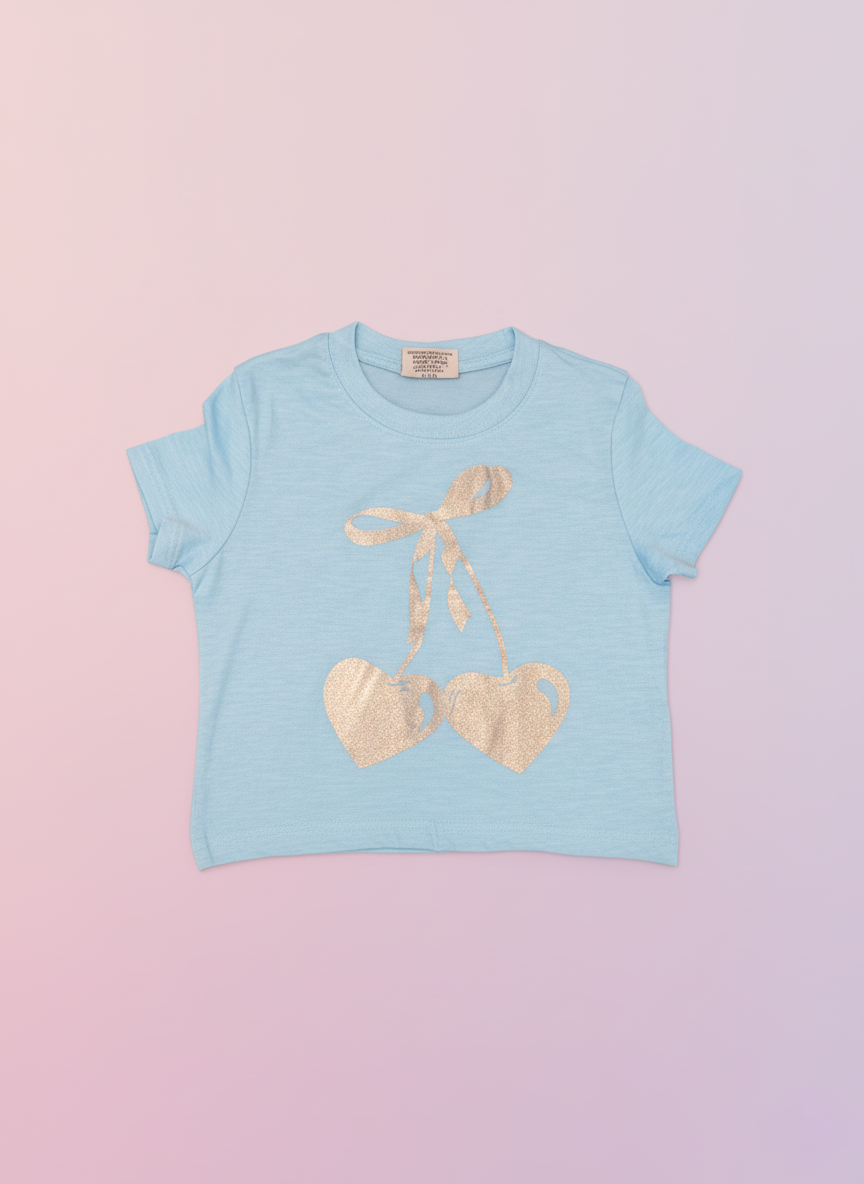 Cherry Toss Short Tee Bright Aqua - SoSo Dressed