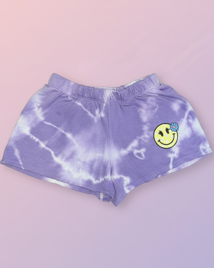 Smiley Face Shorts Violet Cloud - SoSo Dressed