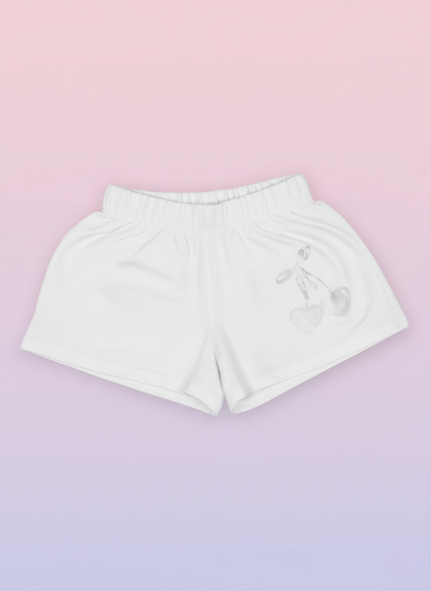 Cherry Toss Shorts White - SoSo Dressed