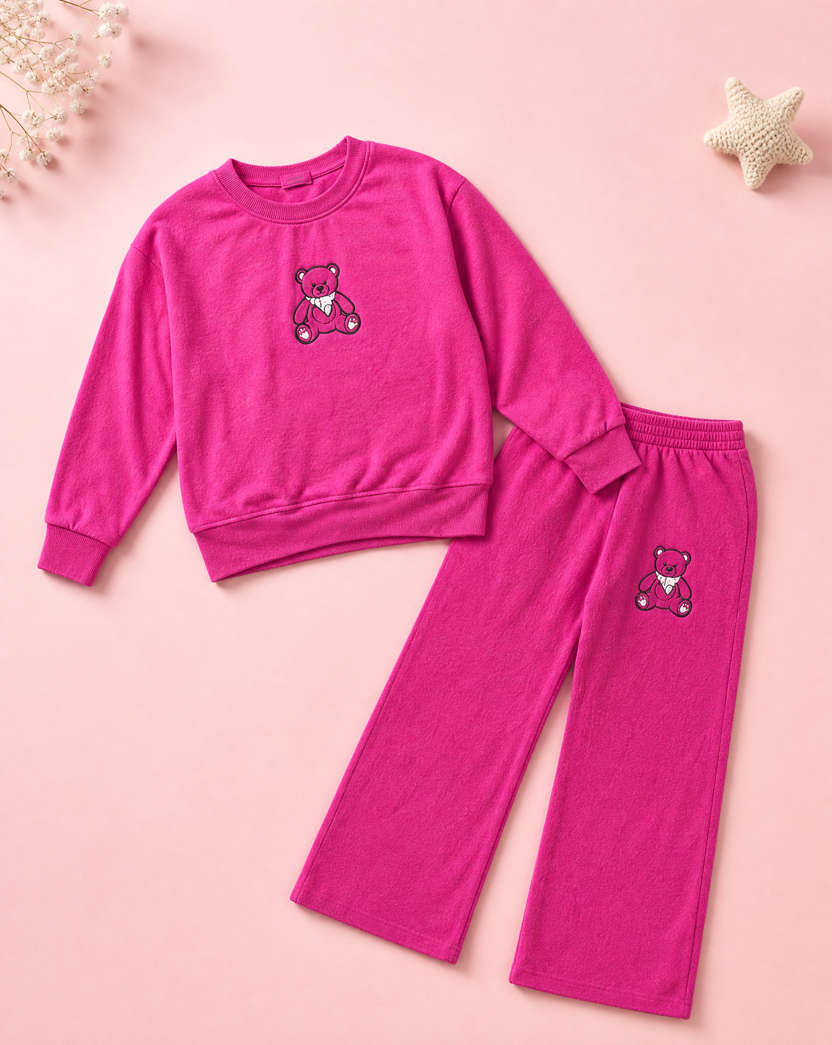 Girls Berry Teddy Bear Fleece Set