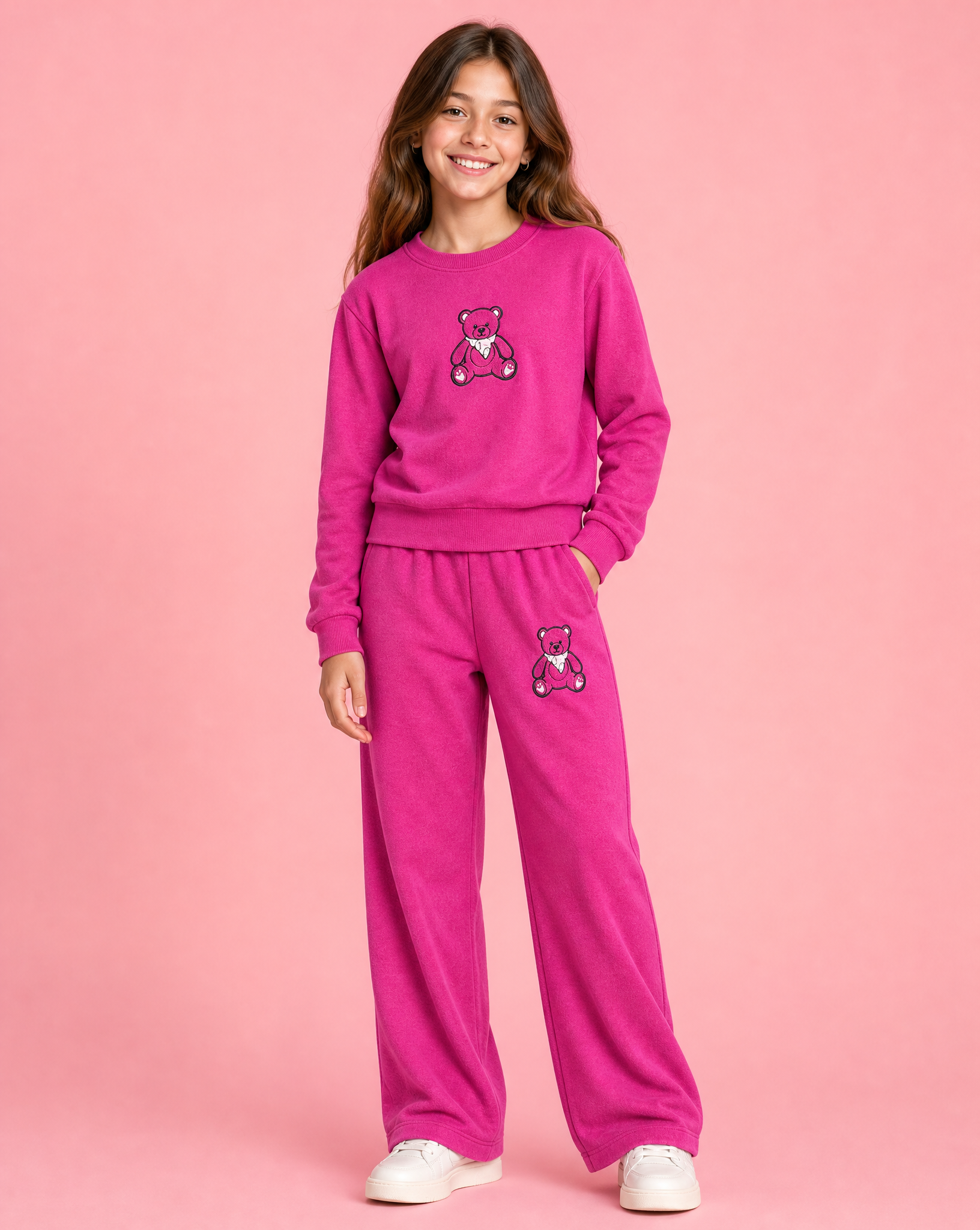 Girls Berry Teddy Bear Fleece Set