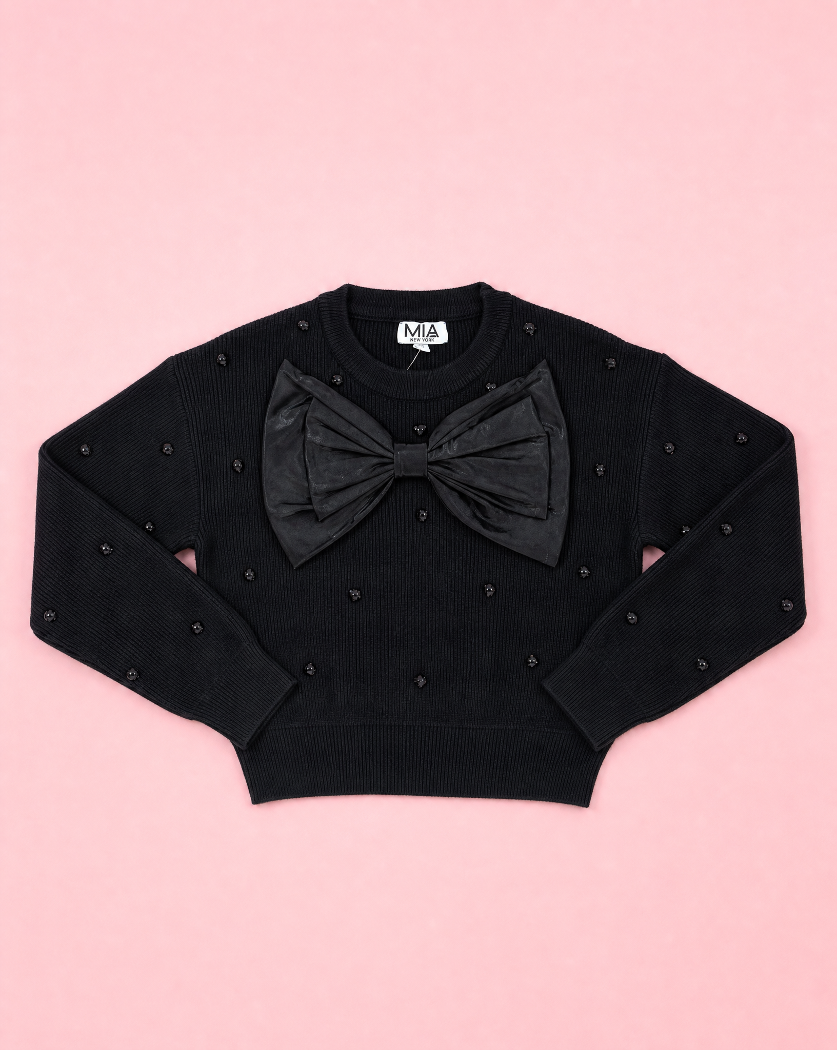 Girls Black Bow Sweater & Skort Set