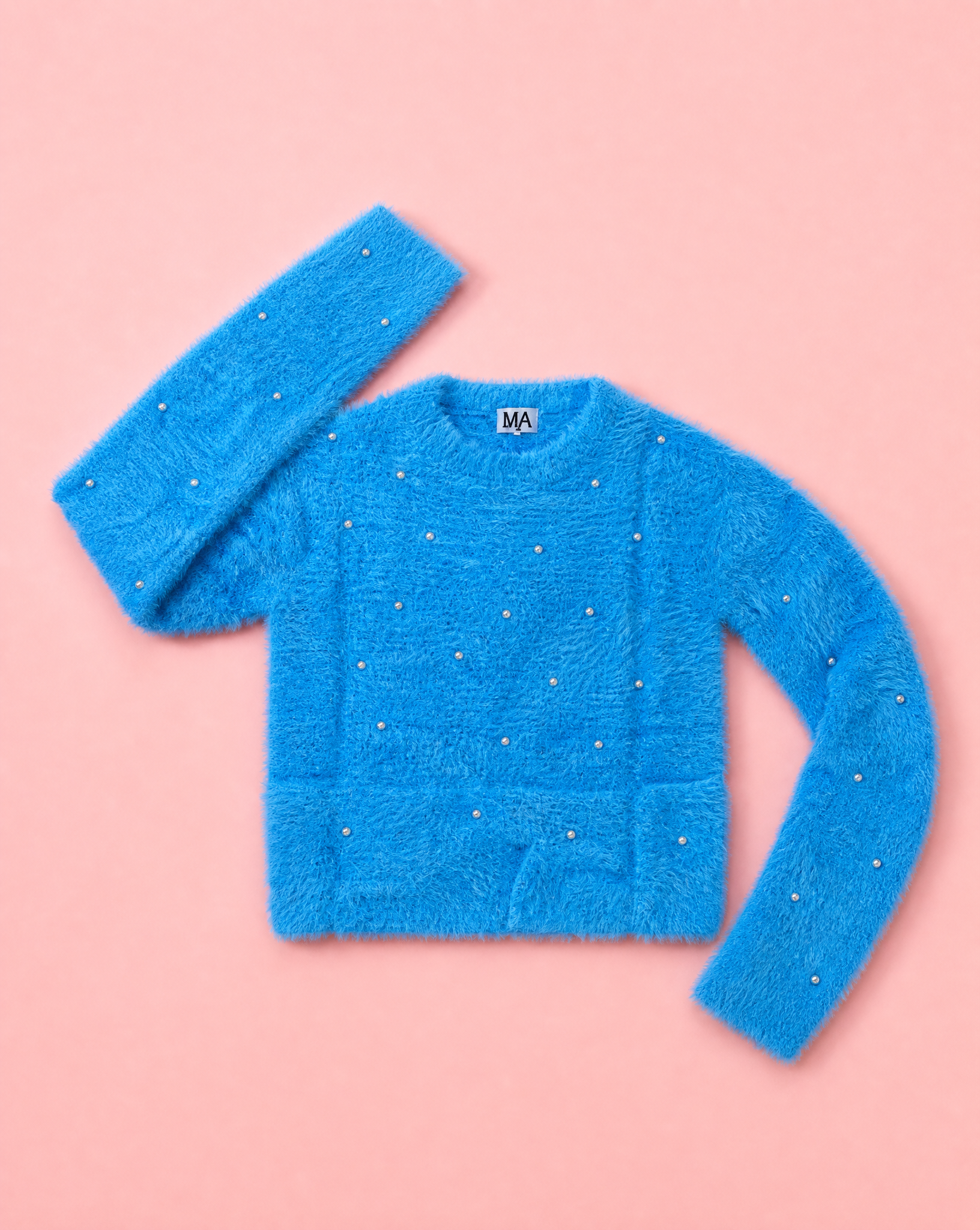 Girls Blue Eyelash Sweater & Ombre Leggings Set