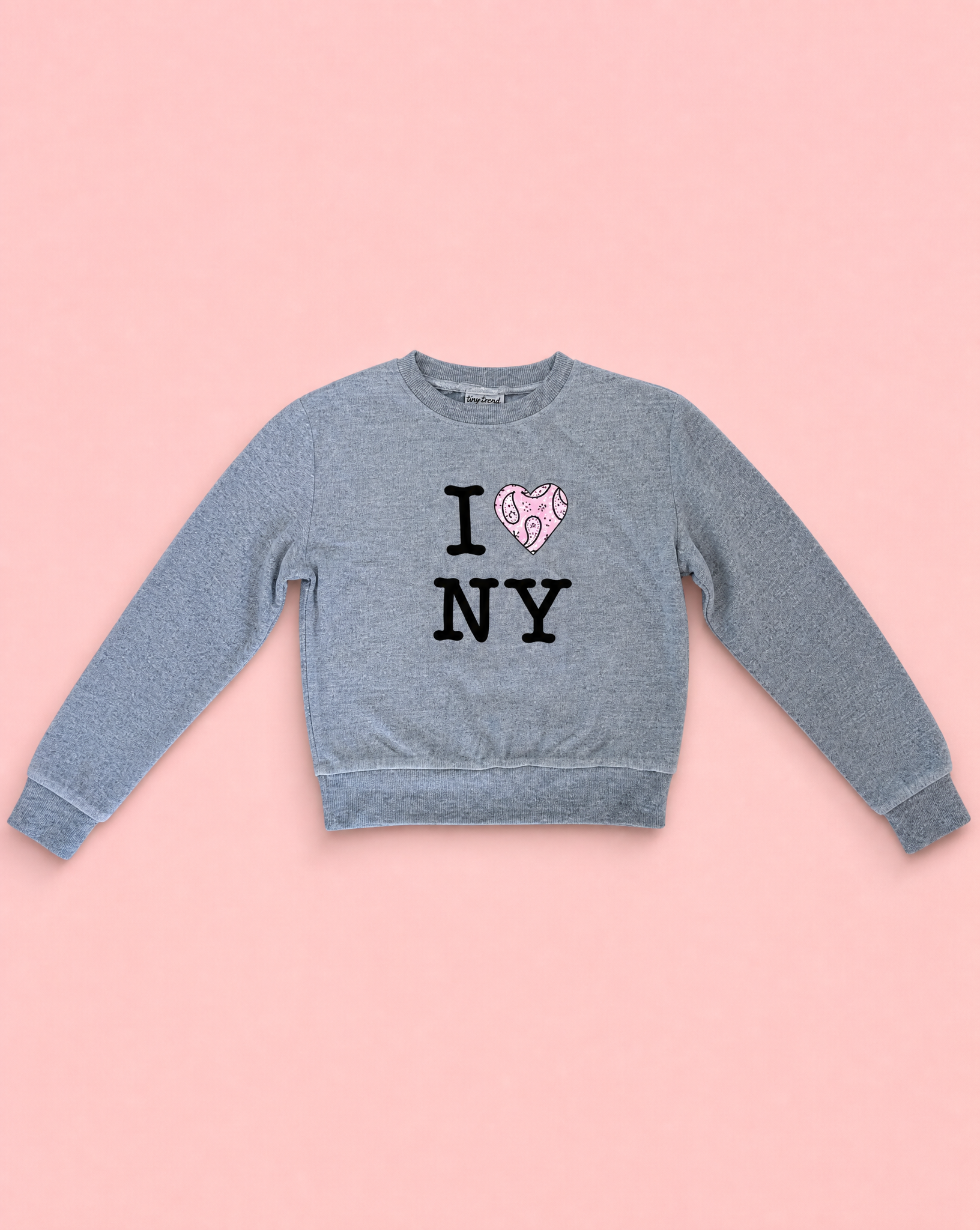 Girls Heather Grey Heart NY Fleece Tee