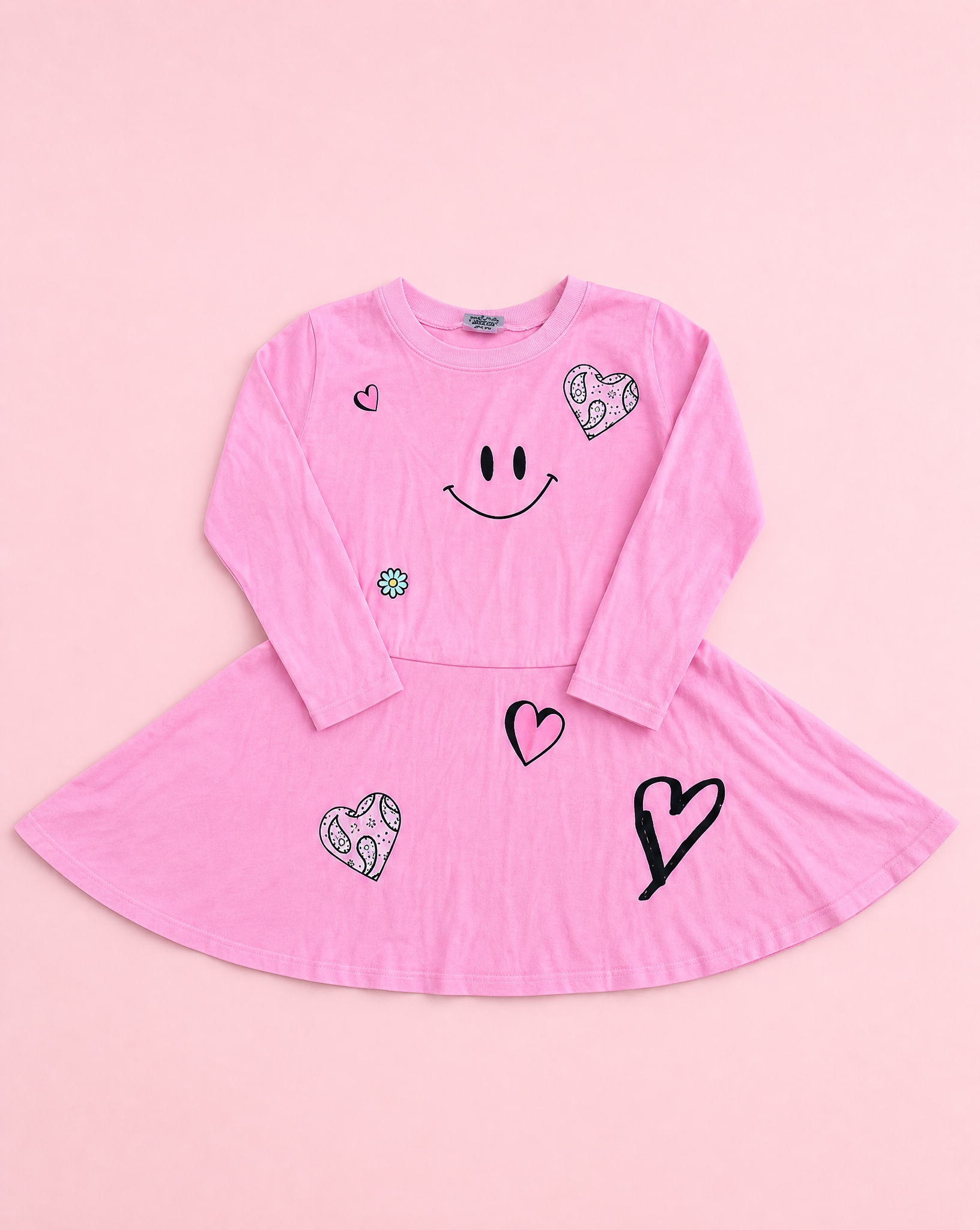 Girls Neon Pink Smile Toss Dress
