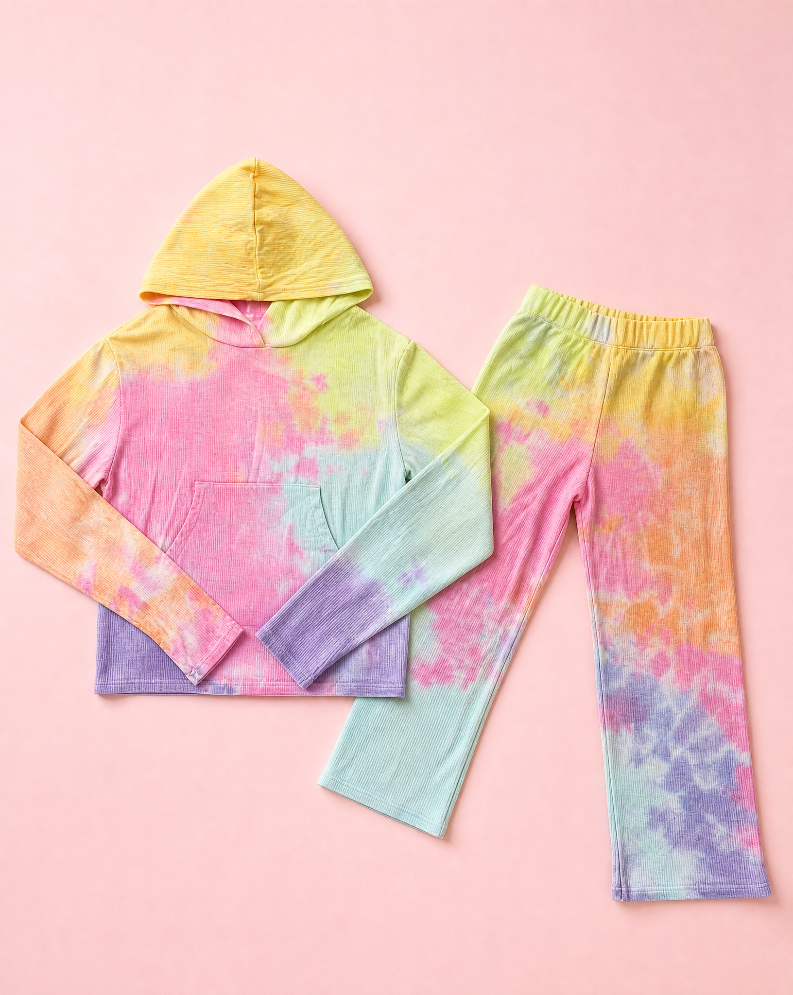 Girls Tie Dye Thermal Hoodie & Pant Set
