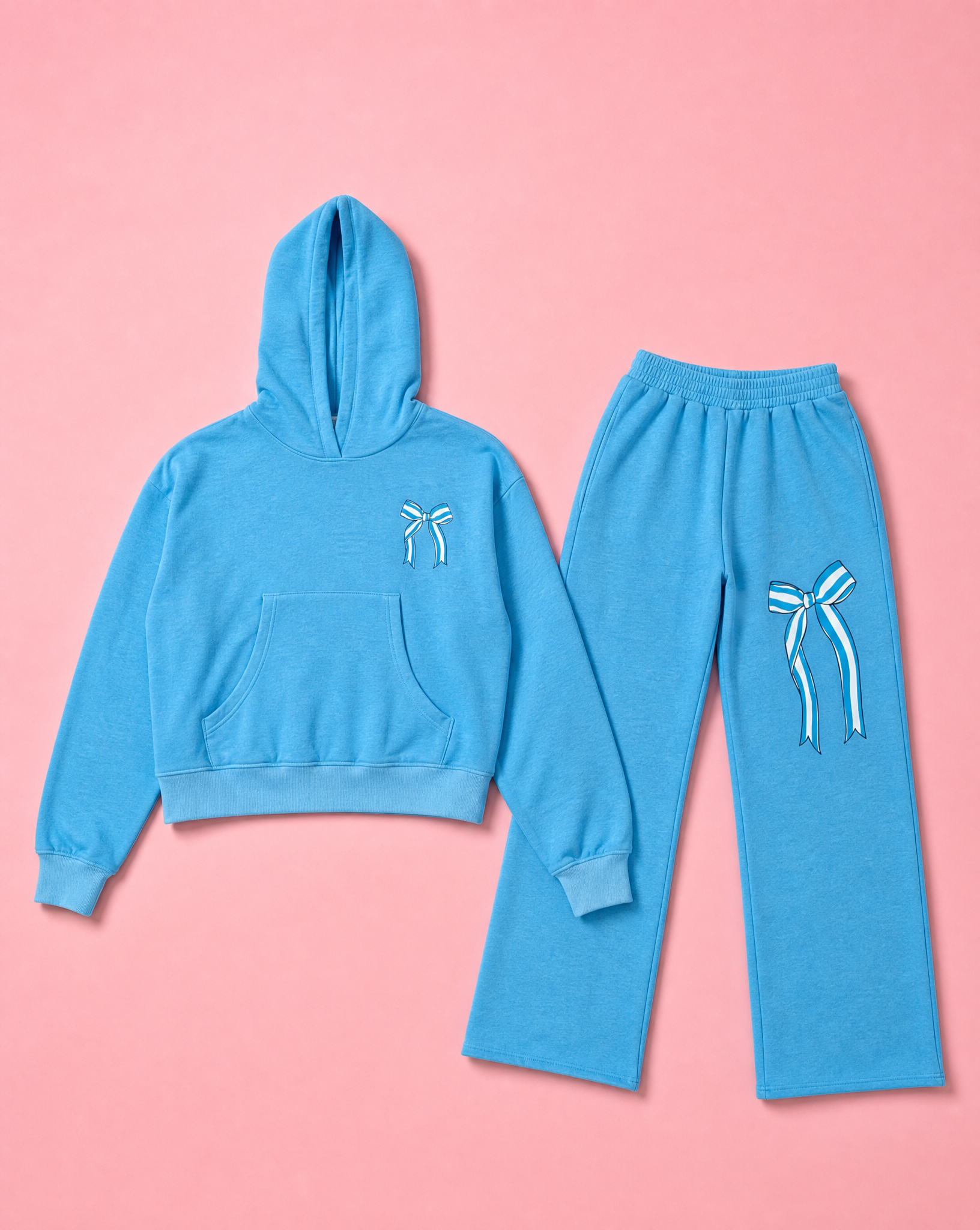 Turquoise Bow Hoodie & Sweatpant Set