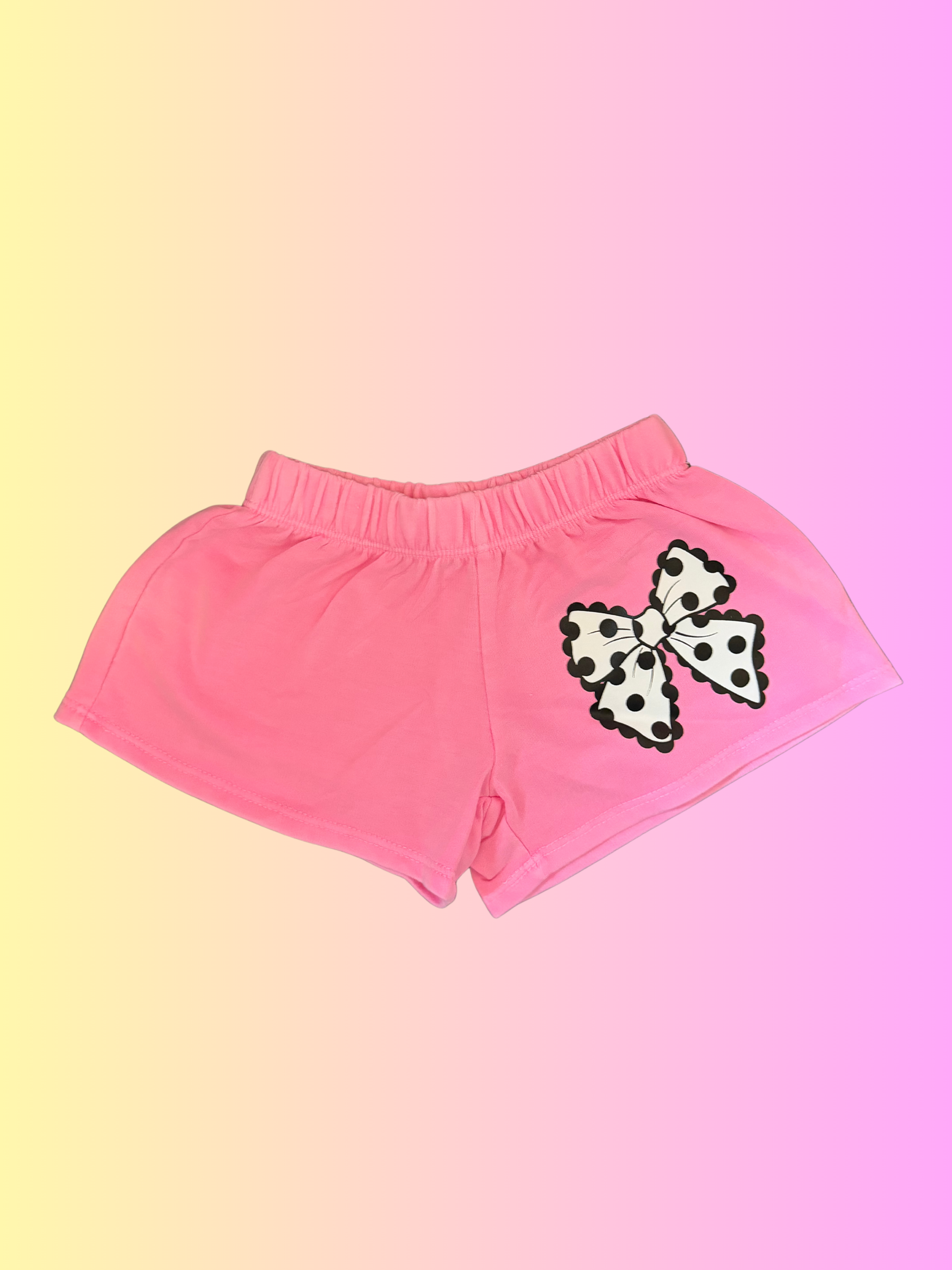 Bow Polka Dot Shorts Neon Pink - SoSo Dressed
